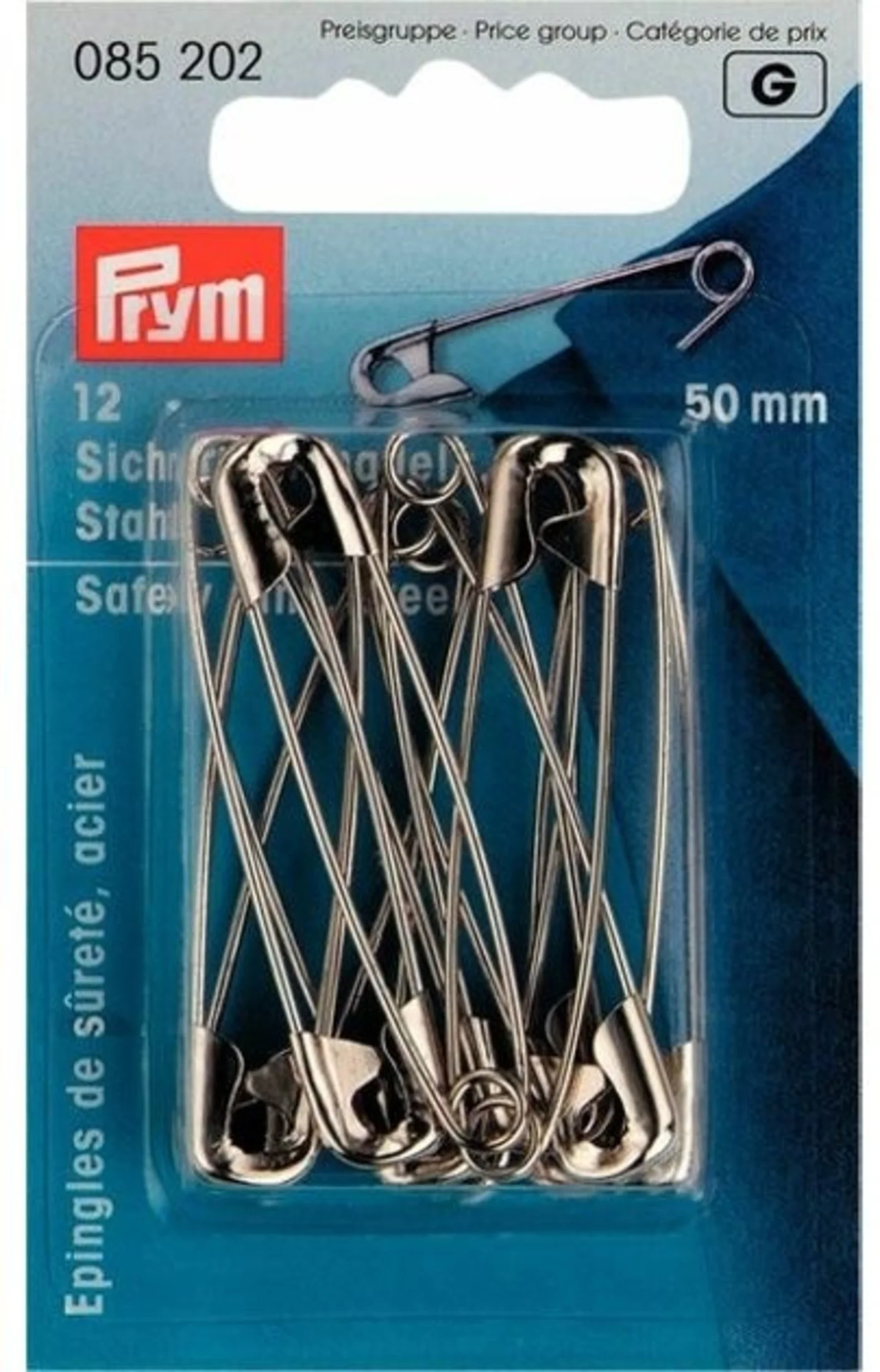 2" Safety Pins, Silver, 12 pc