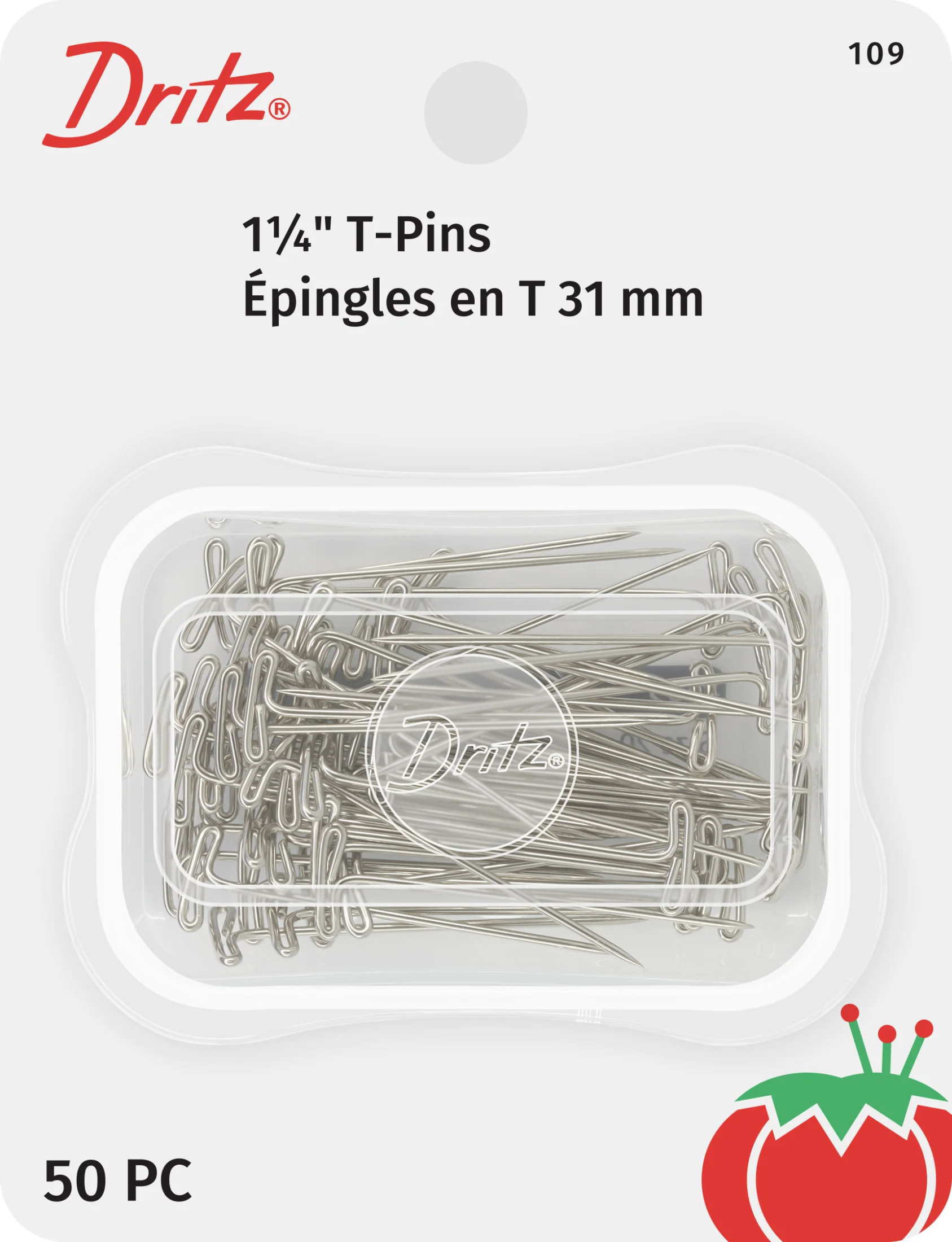 1-1/4" T-Pins, Nickel, 50 pc