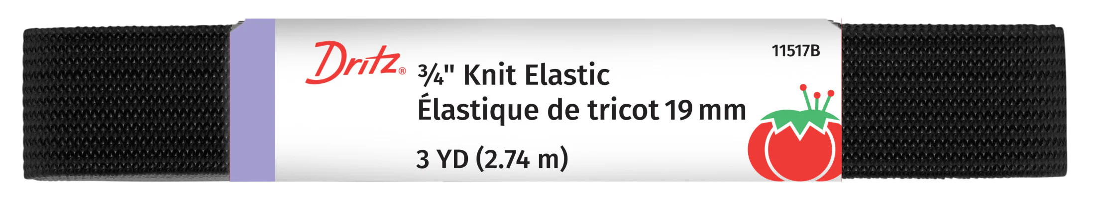 3/4" Knit Elastic, 3 Yard, Black