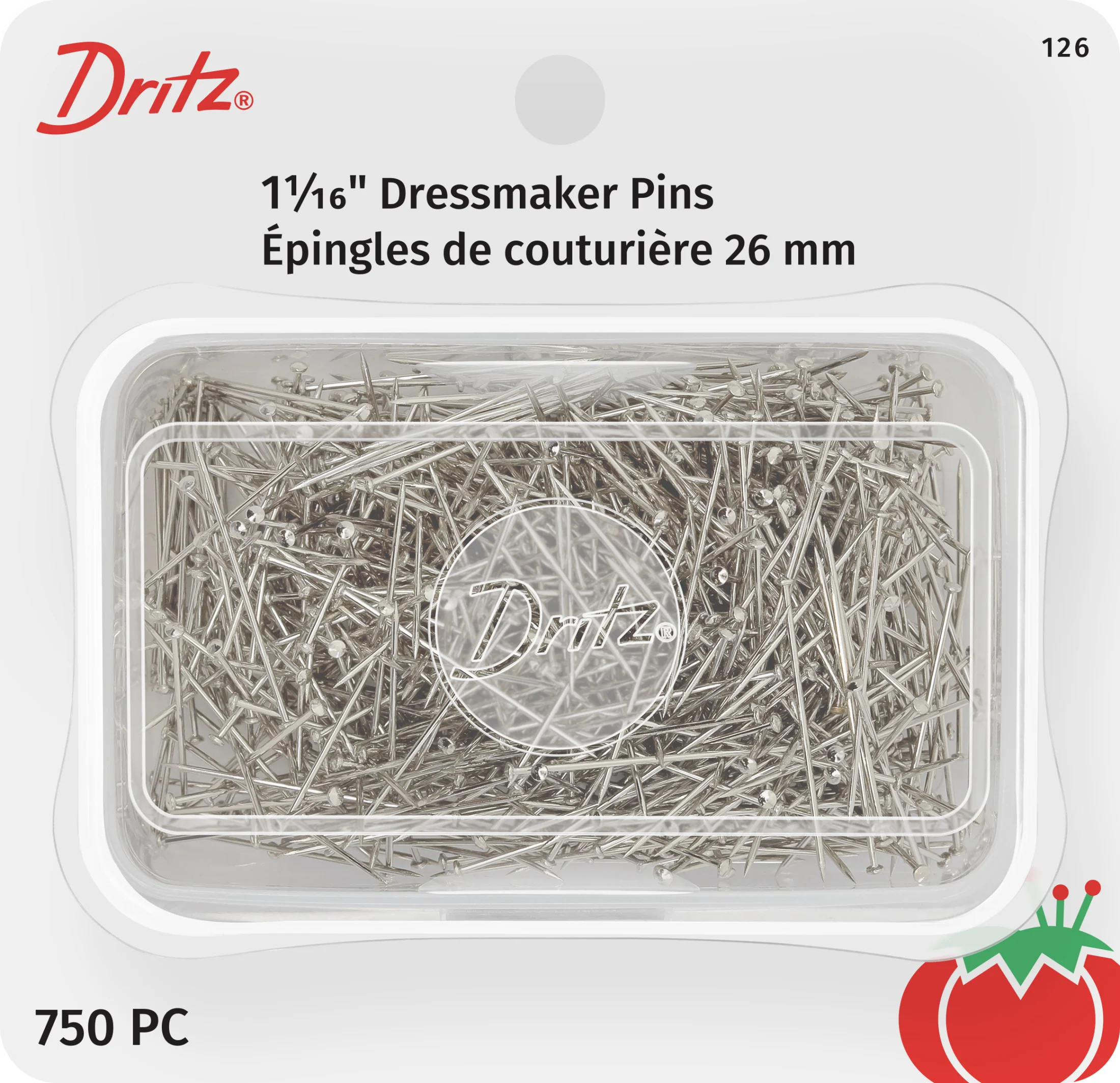 1-1/16" Dressmaker Pins, Nickel, 750 pc