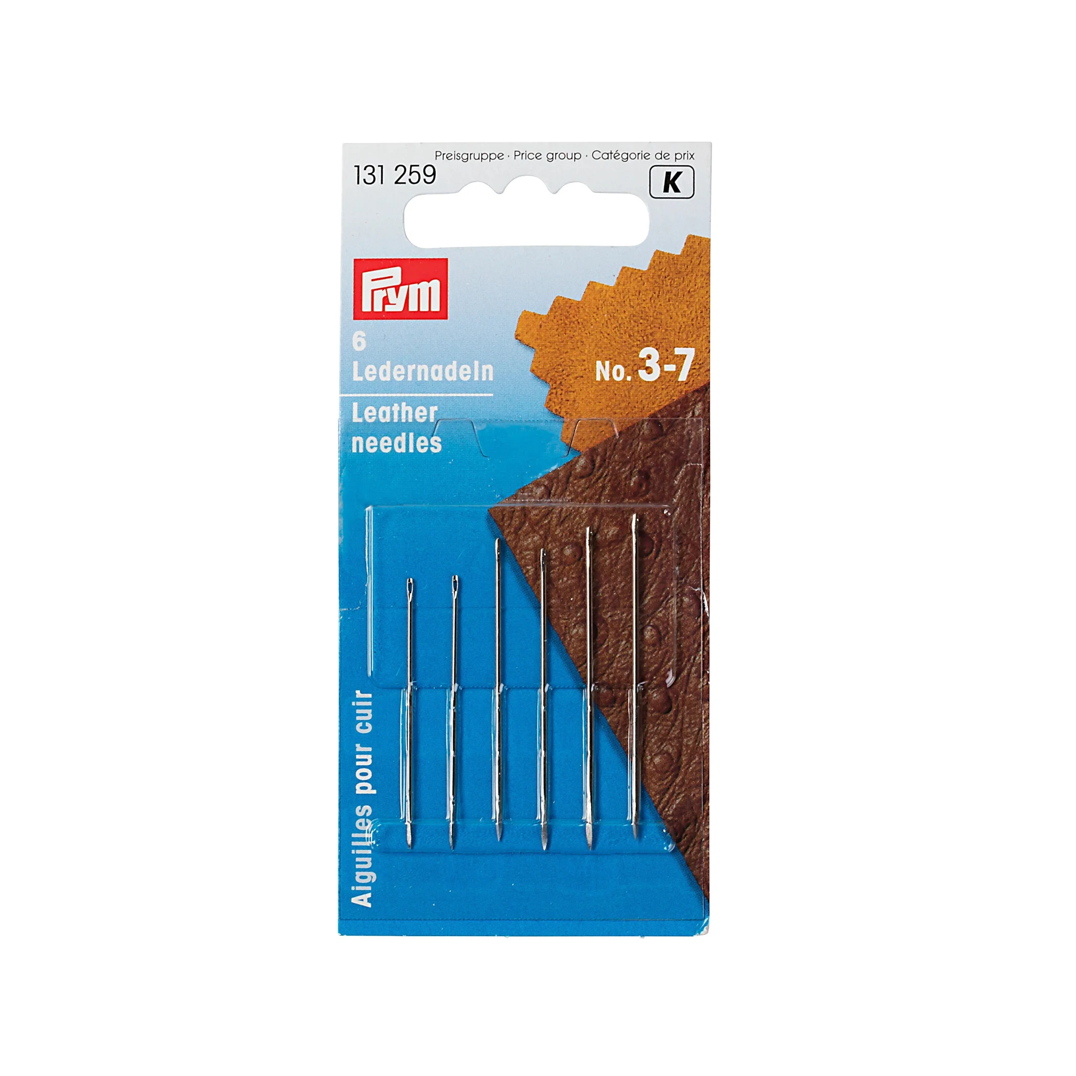 Leather Hand Needles, No. 3-7, 6 pc