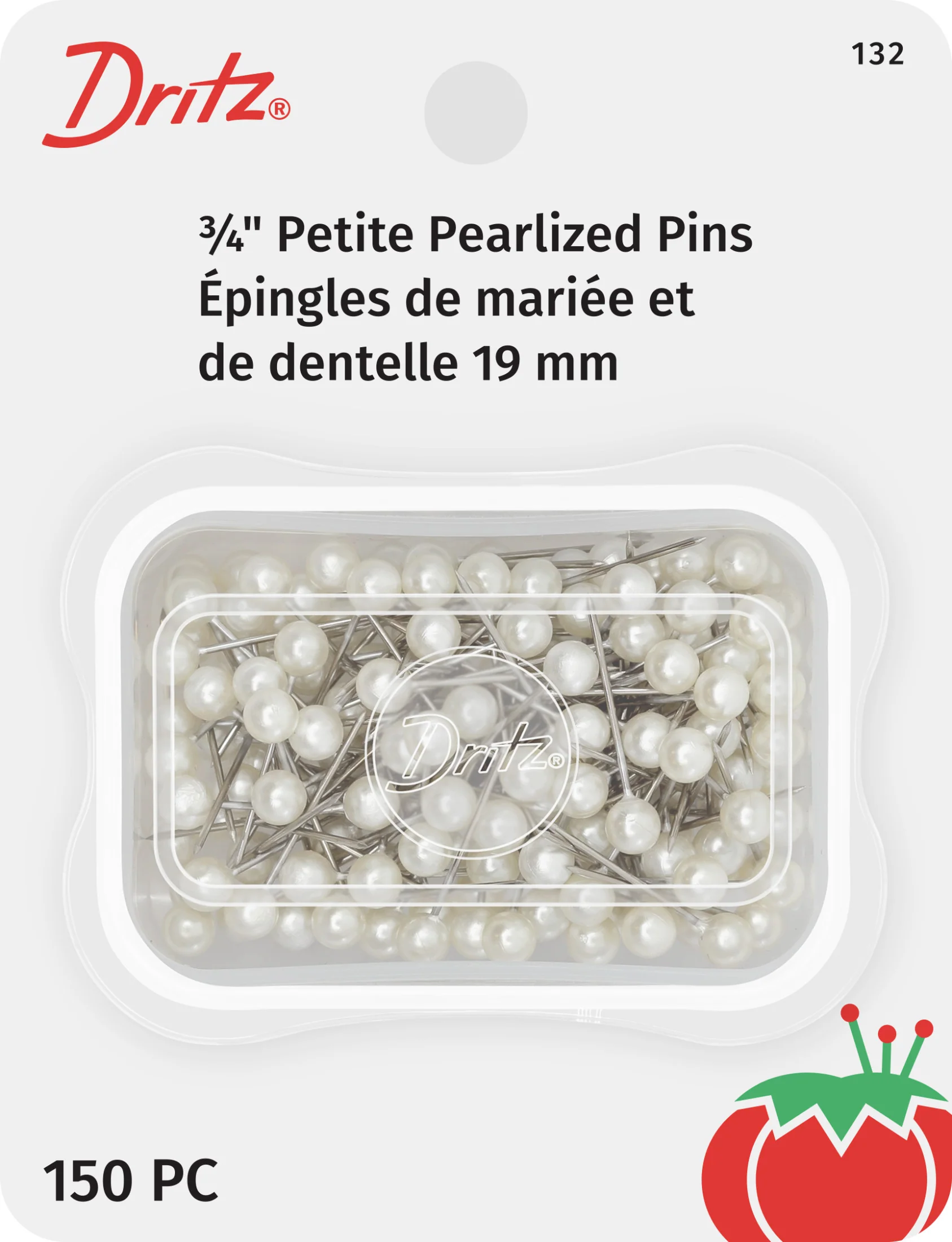 3/4" Petite Pearlized Pins, White, 150 pc