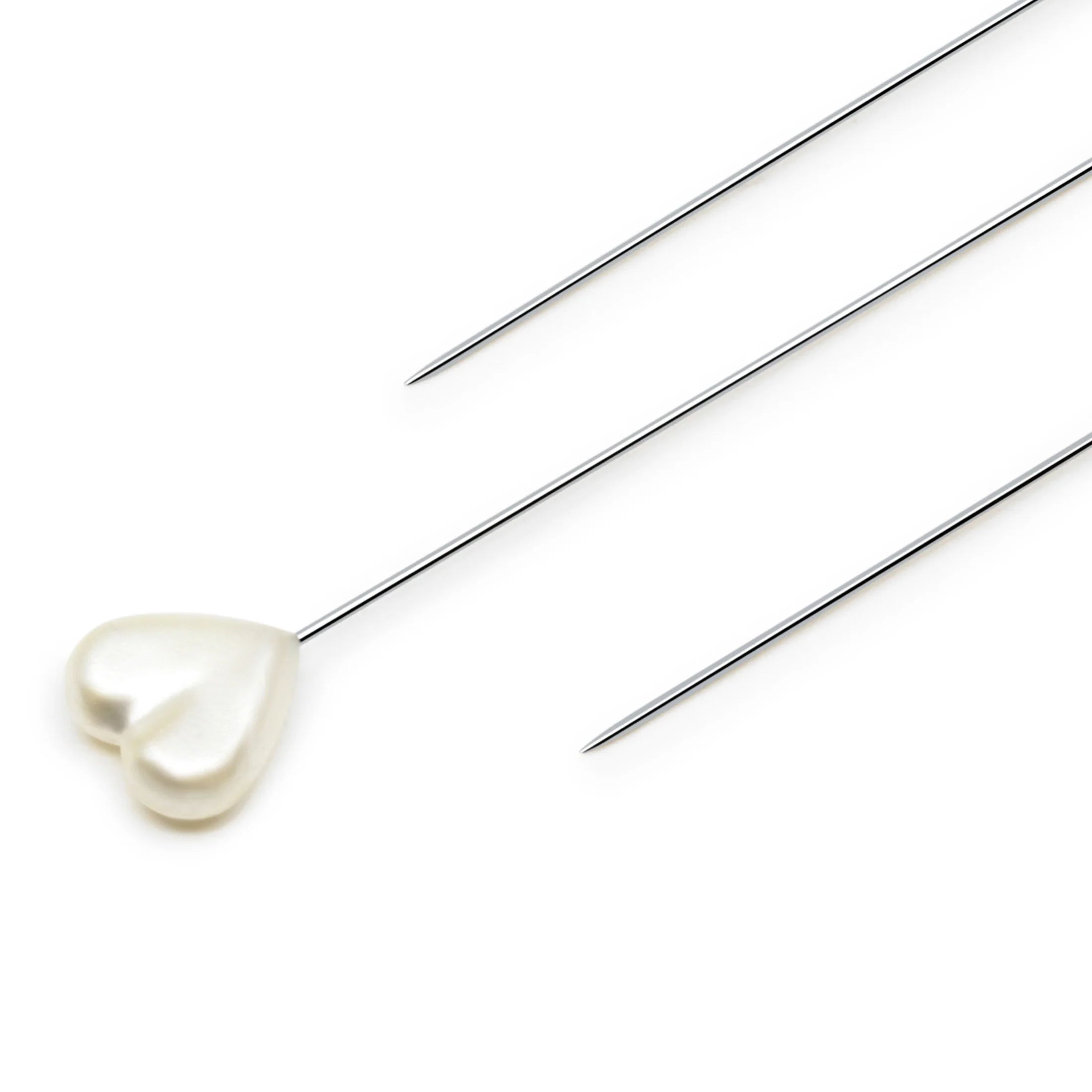 2-1/8" Heart Pearlized Pins, White, 20 pc - Image 2