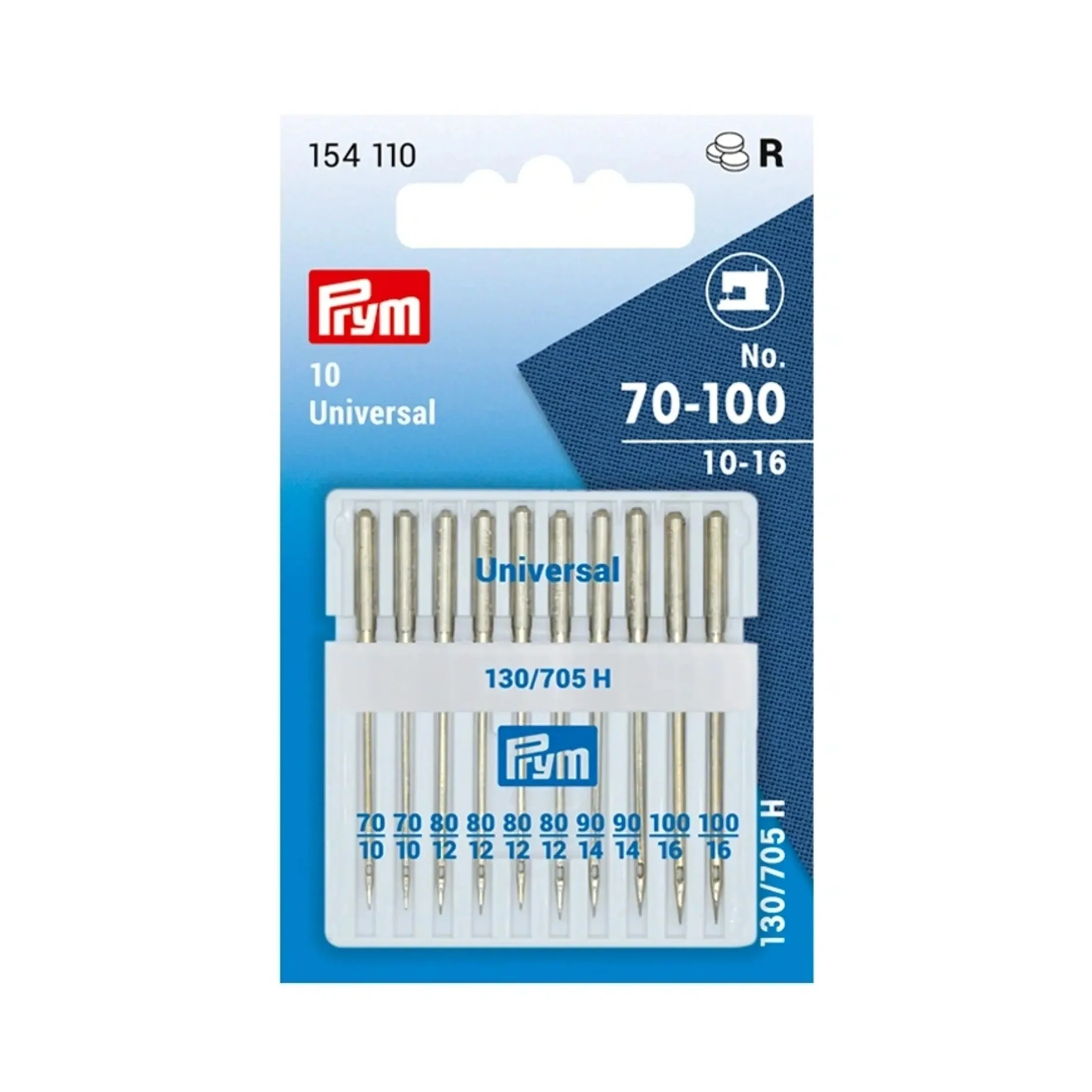 Universal Sewing Machine Needles, Sizes 10-16 (No. 70-100), 10 PC