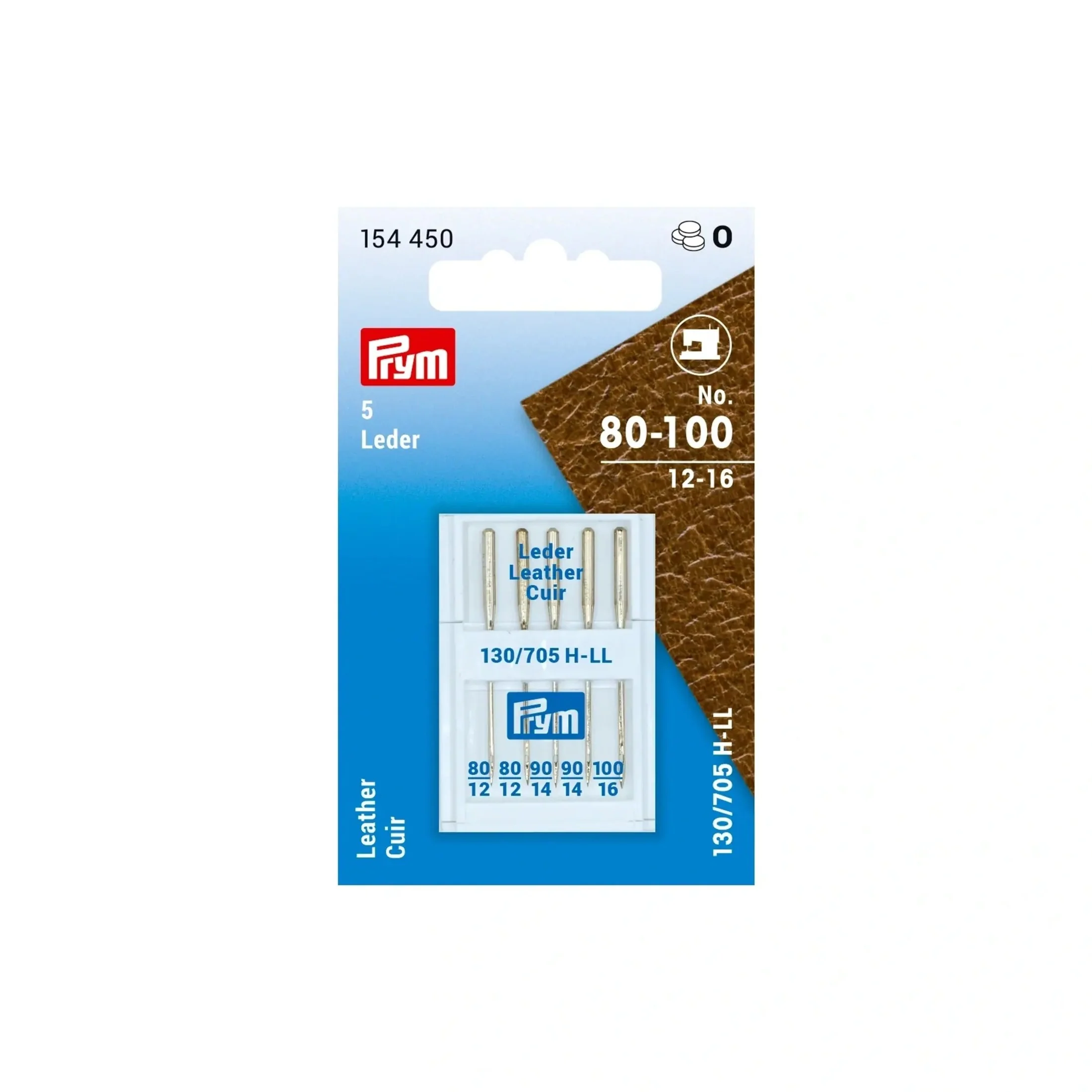 Leather Sewing Machine Needles, Sizes 12-16 (No. 80-100), 5 PC