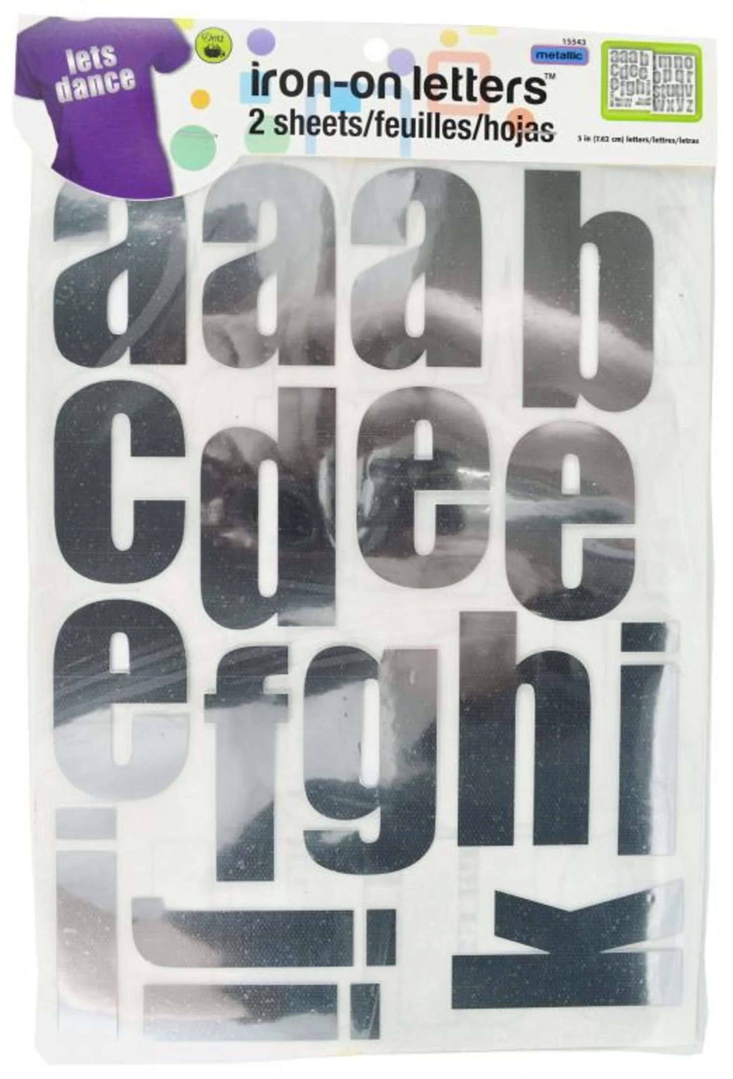 Metallic Iron-on Letters, 2 Sheets, Black