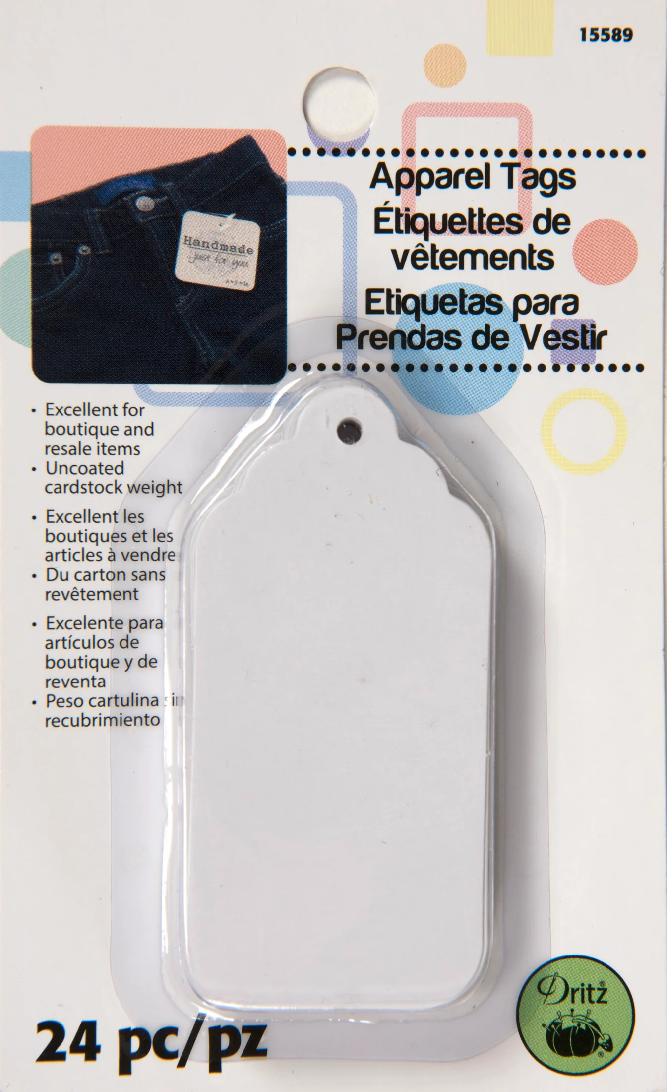 Rectangle Apparel Tags, 24 pc