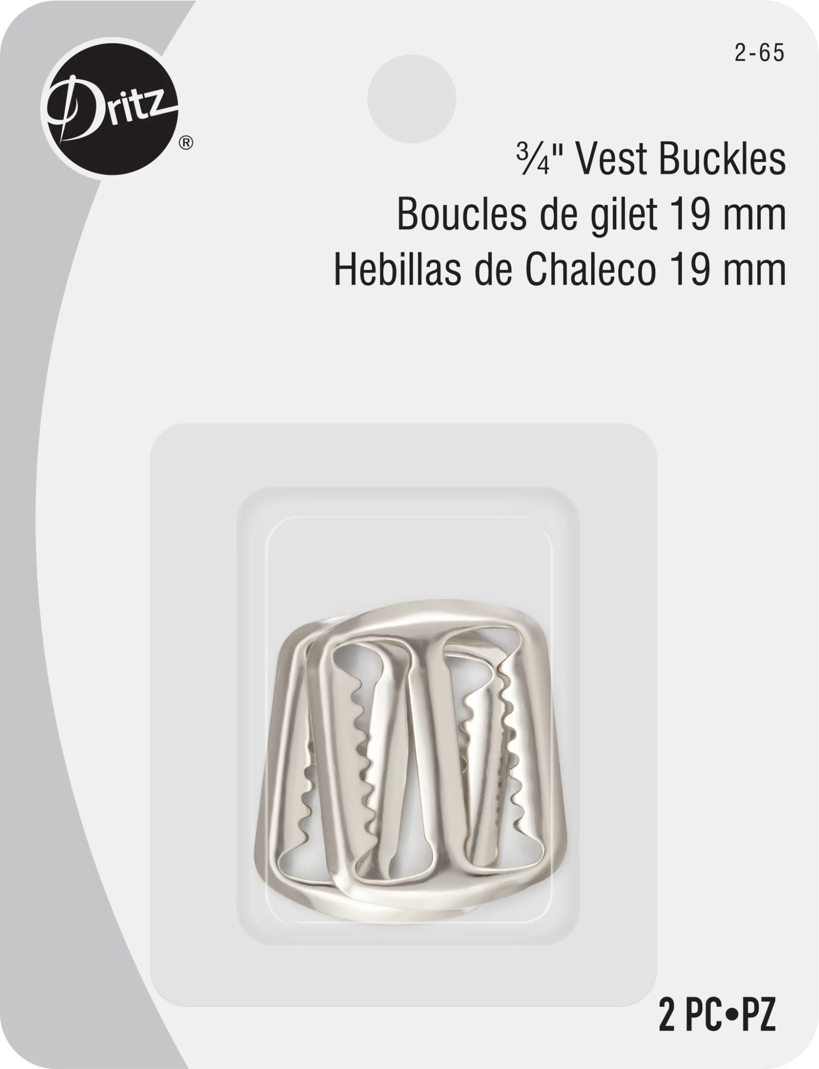 3/4" Vest Buckles, Nickel, 2 pc