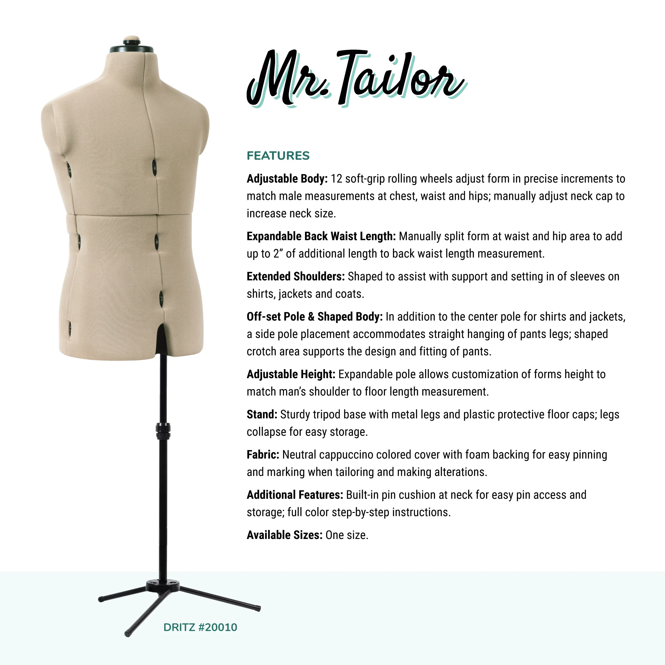 Mr. Tailor Adjustable Male Form - Image 2