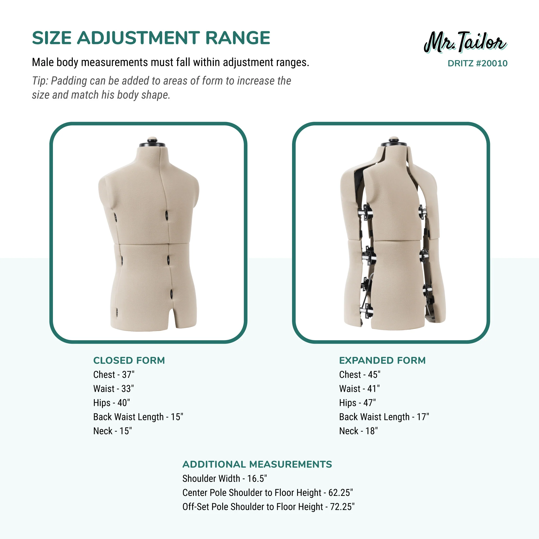 Mr. Tailor Adjustable Male Form - Image 3