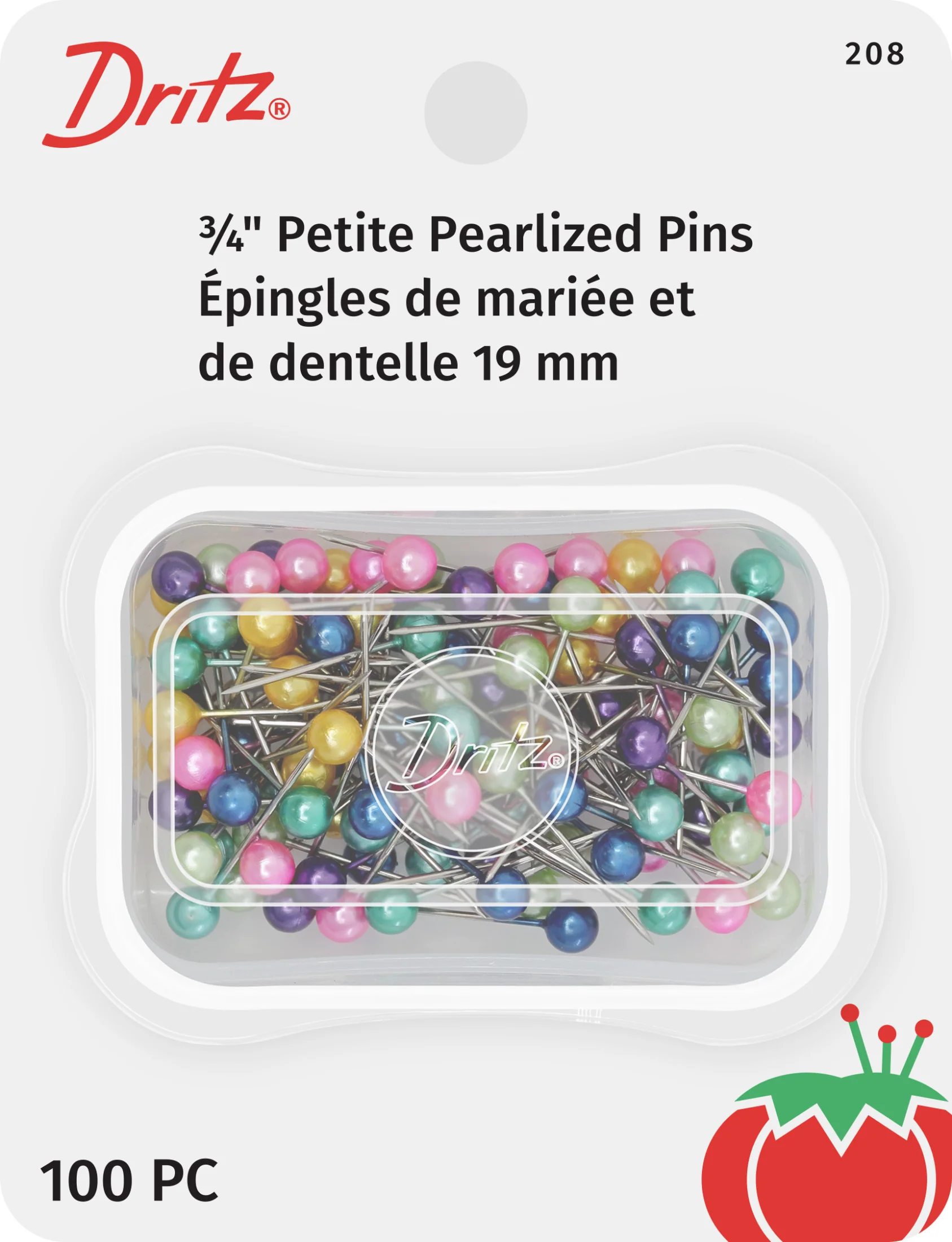 3/4" Petite Pearlized Pins, Assorted, 100 pc