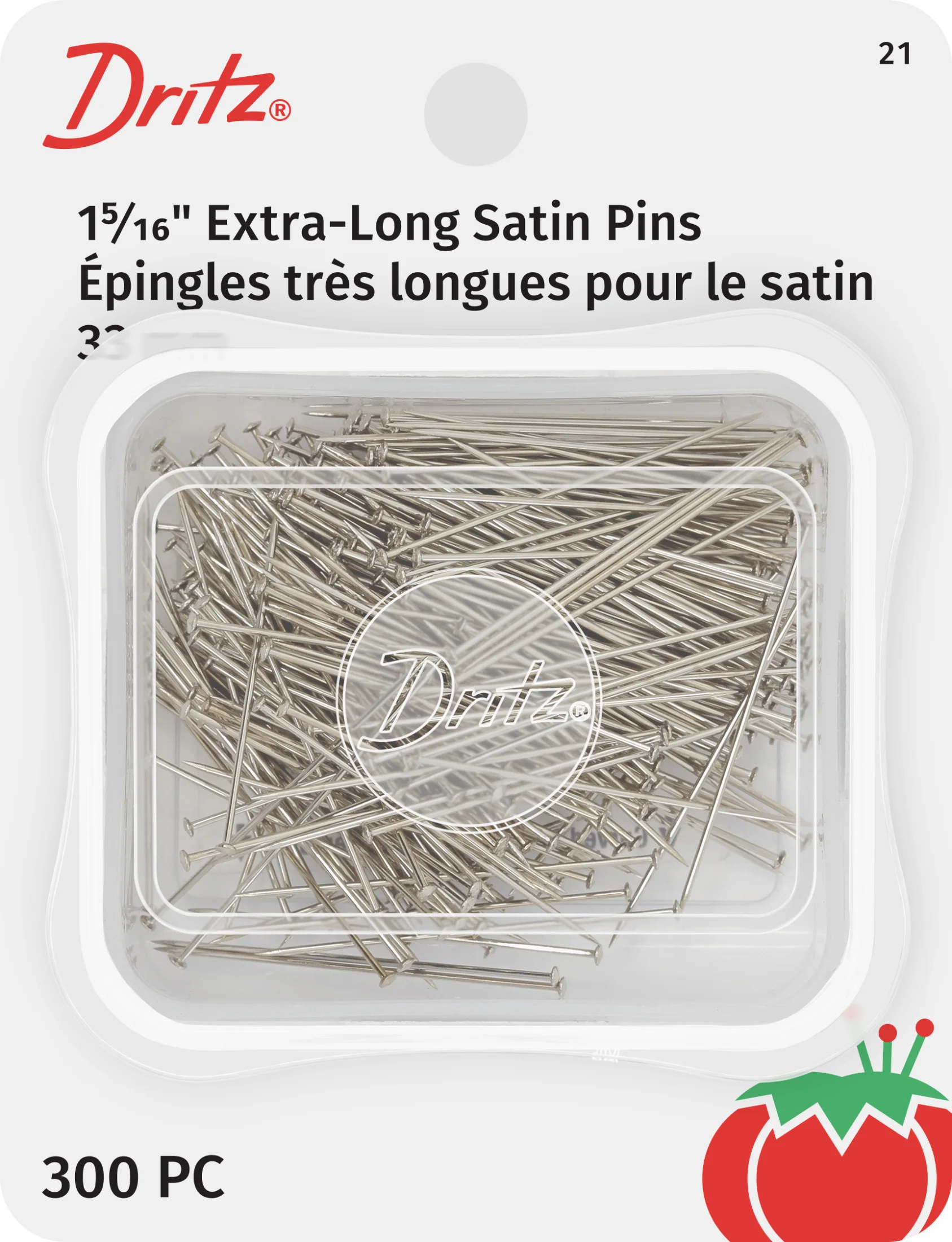 1-5/16" Extra-Long Satin Pins, Nickel, 300 pc