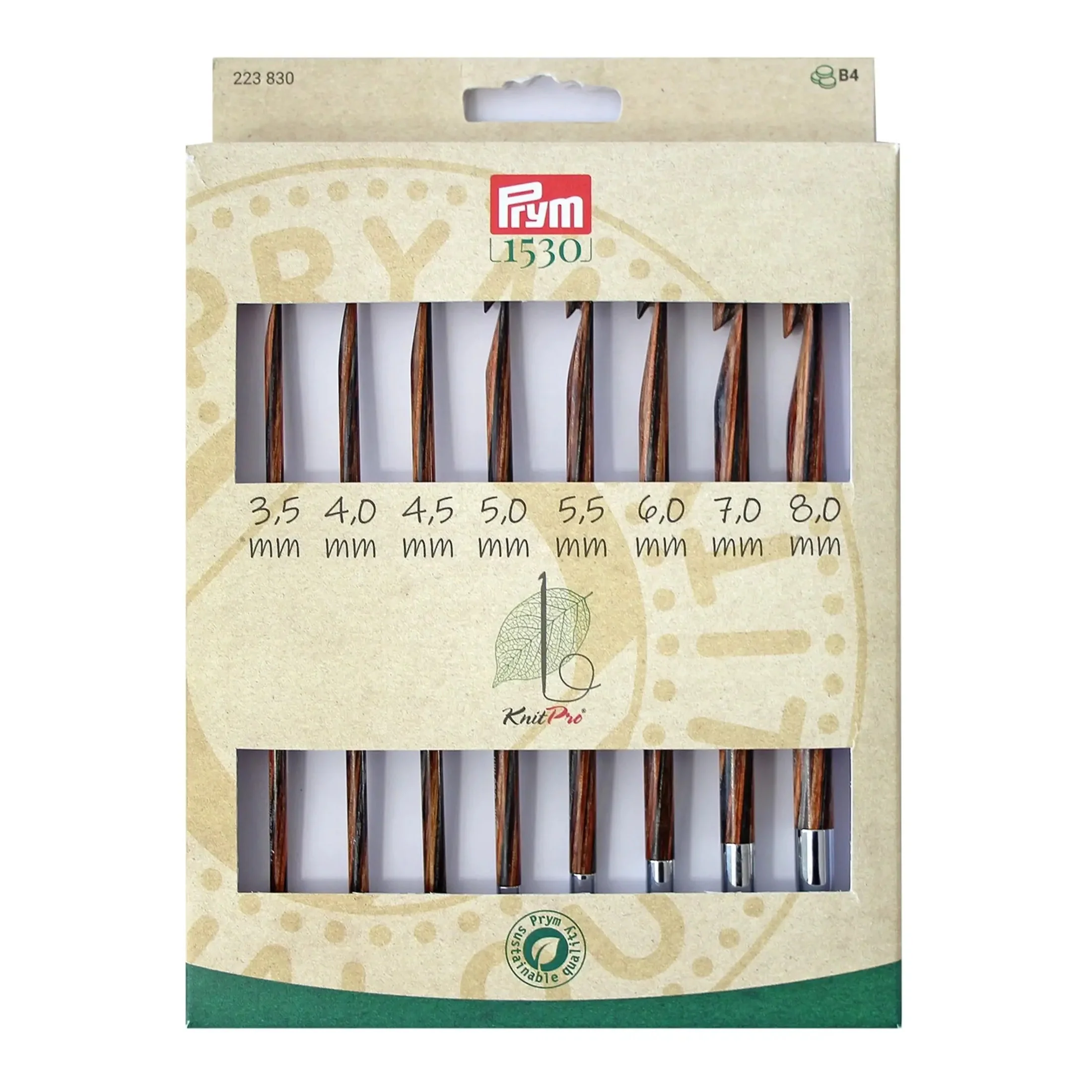 6" Tunisian Crochet Hook Set, interchangeable, wood, 3.5-8mm
