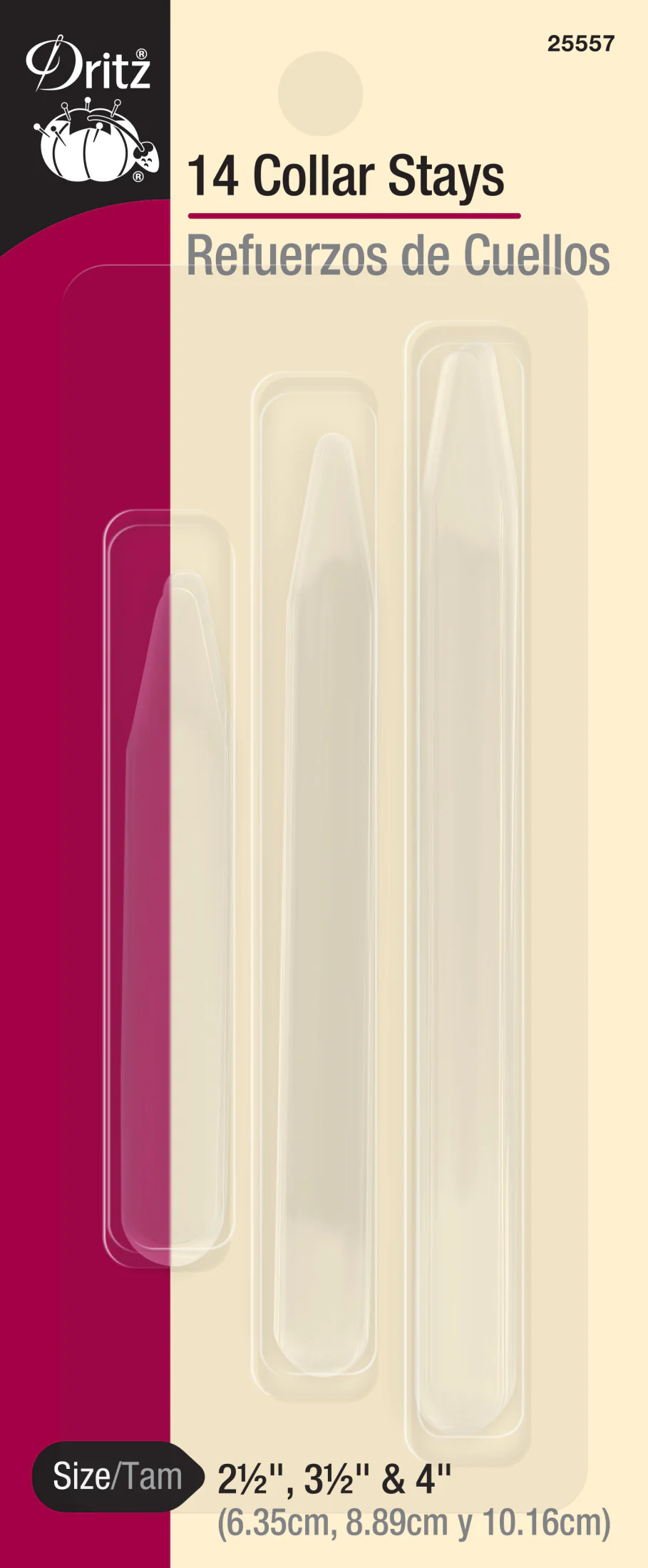 Collar Stays, Assorted Sizes, 14 pc