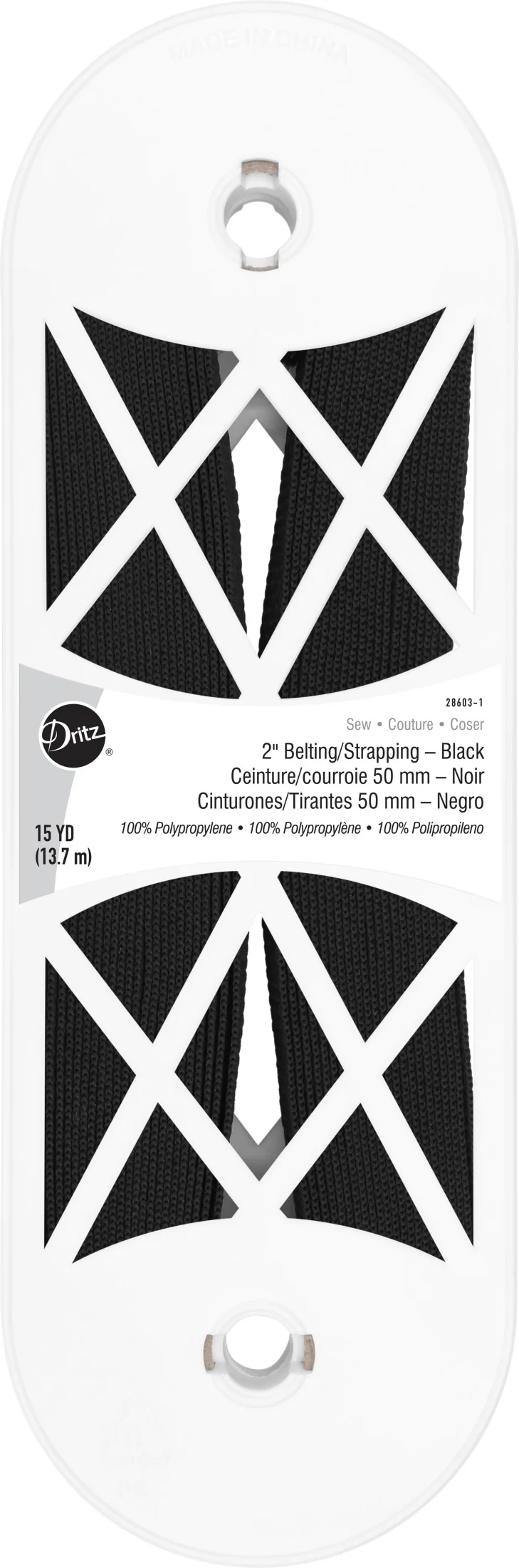 2" Polypro Belting & Strapping, Black, 15 yd