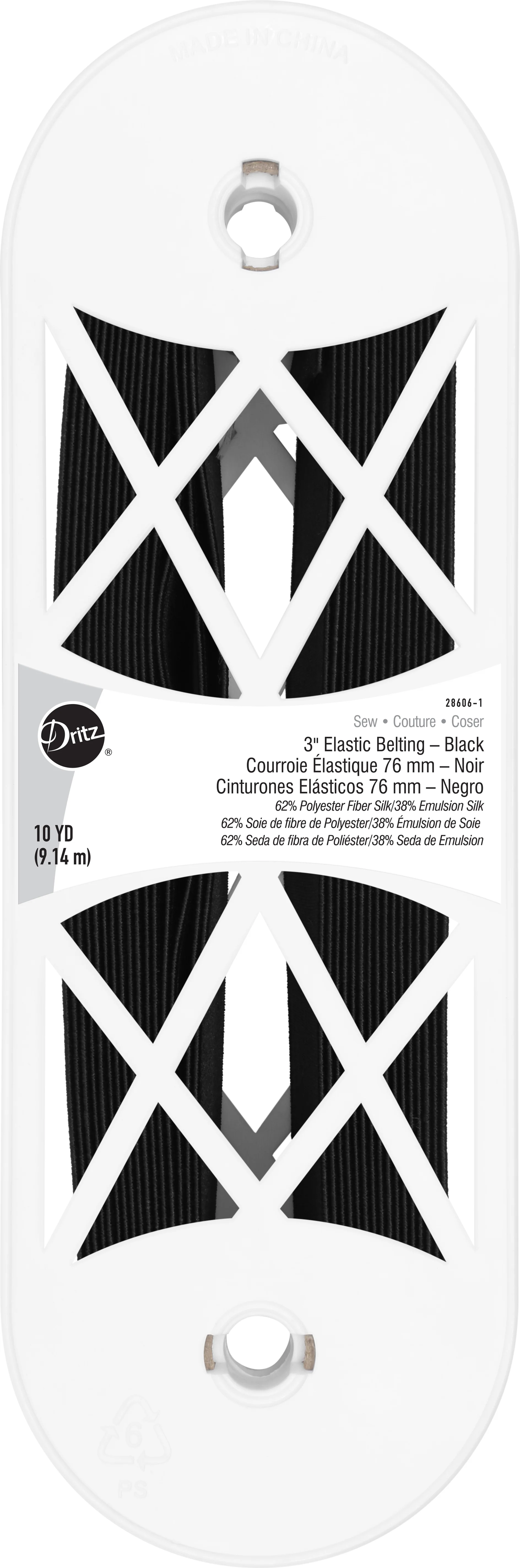 3" Elastic Belting, Black, 10 yd