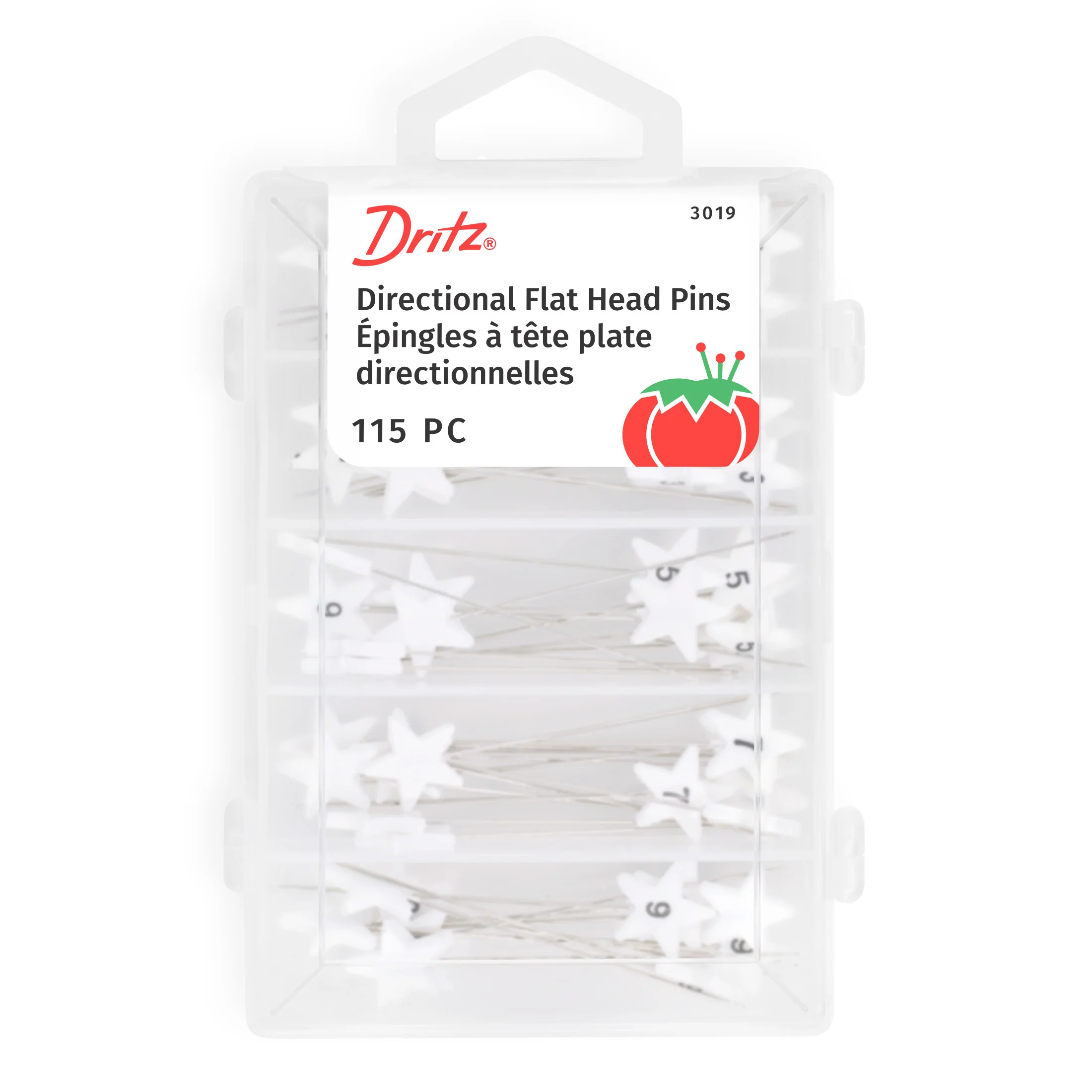 Flat Star Head Pins, White, 115 pc