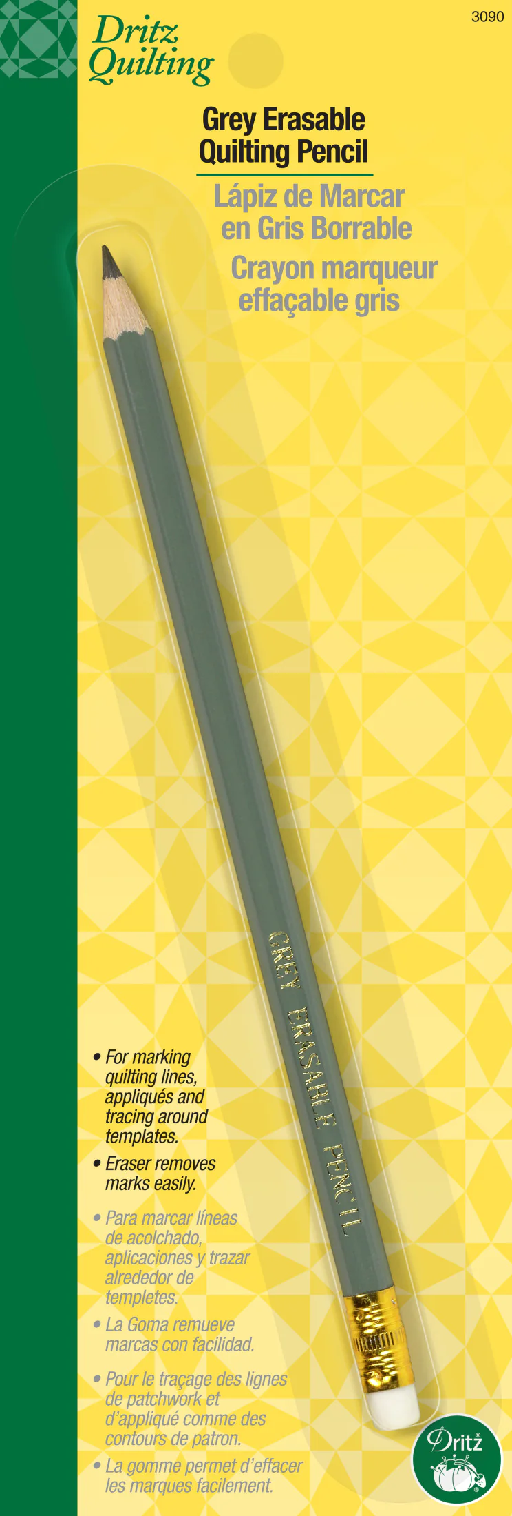 Quilting Pencil with Eraser, Grey