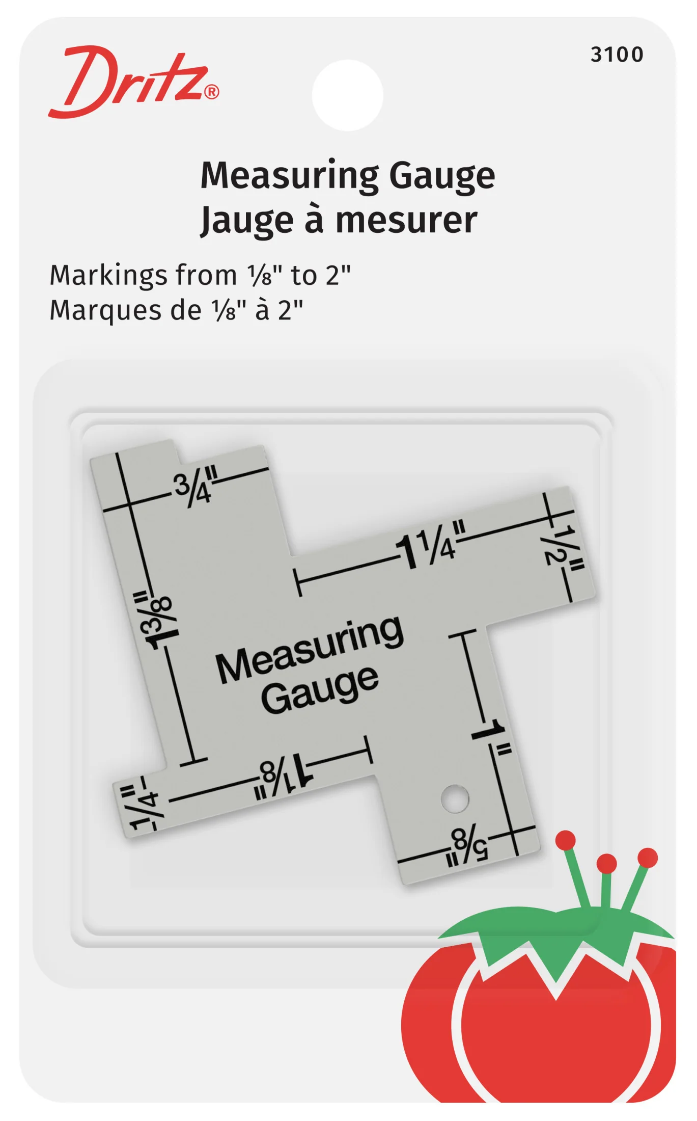 Measuring Gauge, 1/8"-2" Markings