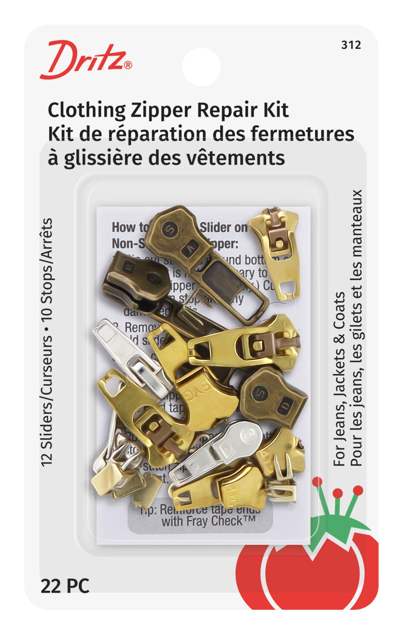 Clothing Zipper Repair Kit, Assorted