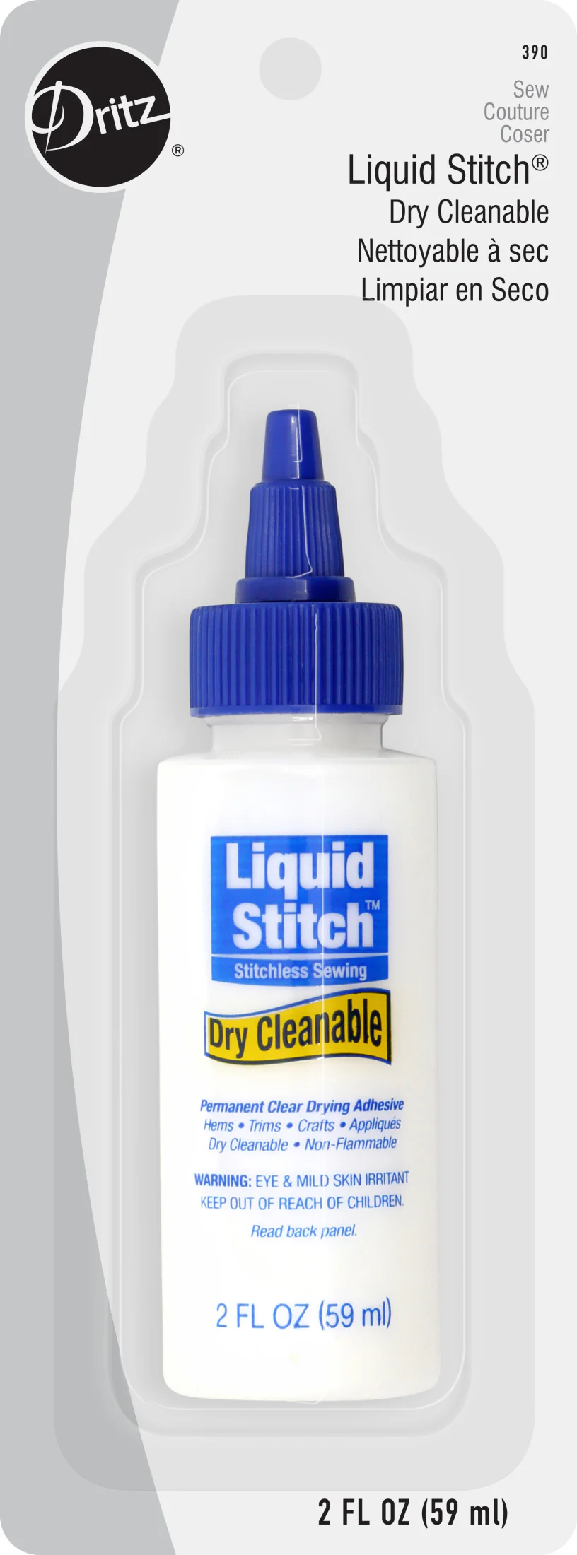 Liquid Stitch Permanent Fabric Adhesive, Dry Cleanable, 2 fl. oz.