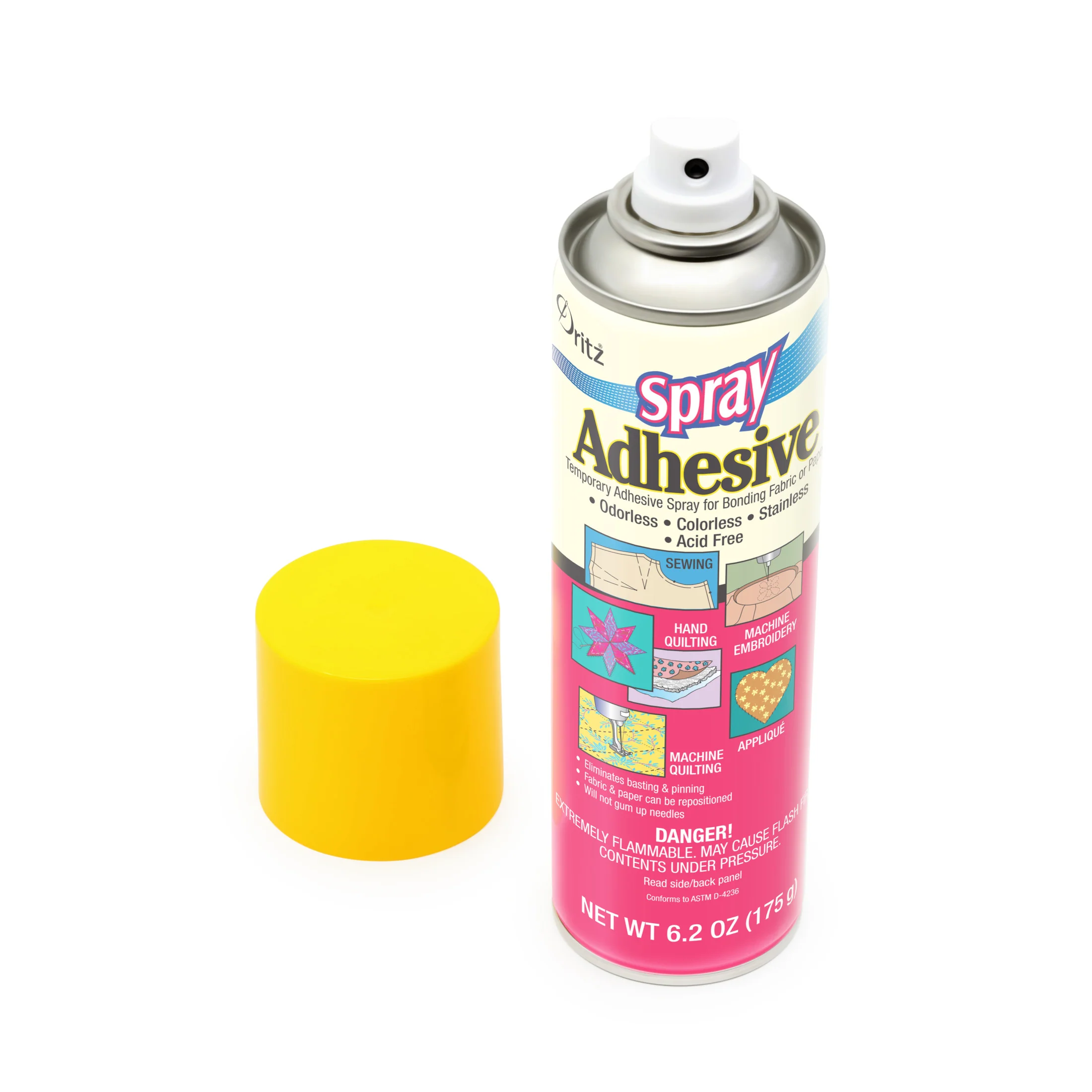 Temporary Spray Adhesive for Bonding Fabric or Paper, Clear, 6.2 oz. - Image 2