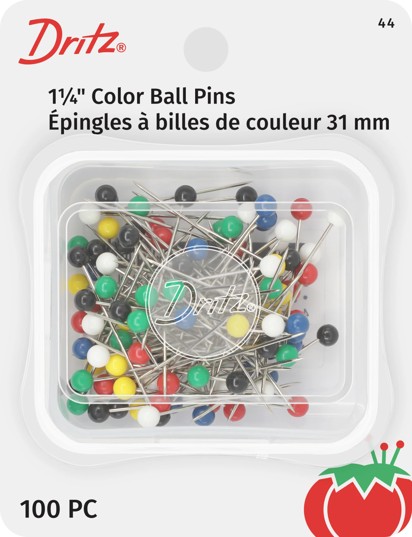 1-1/4" Color Ball Pins, Assorted, 100 pc