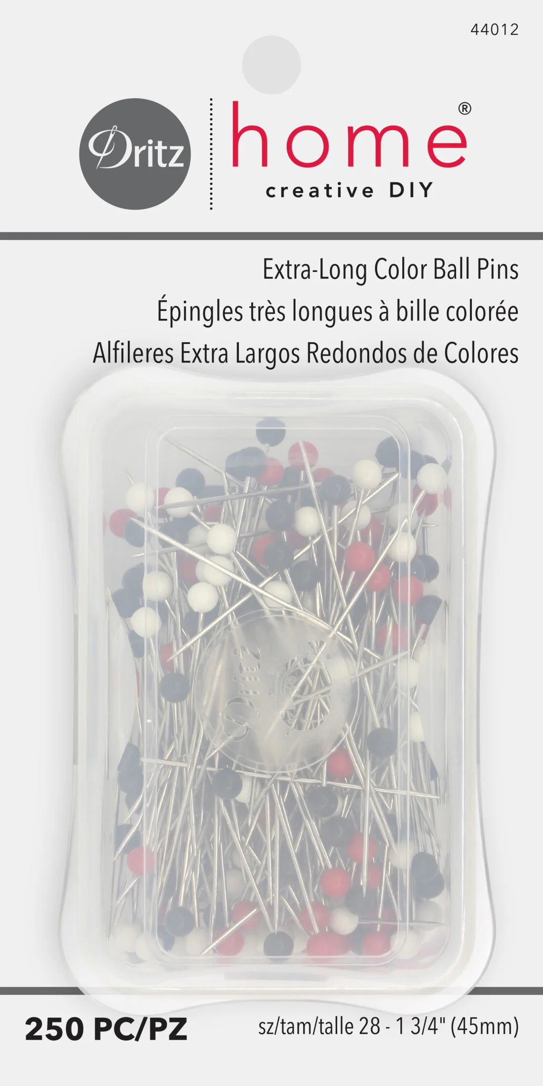 1-3/4" Extra-Long Color Ball Pins, Assorted, 250 pc