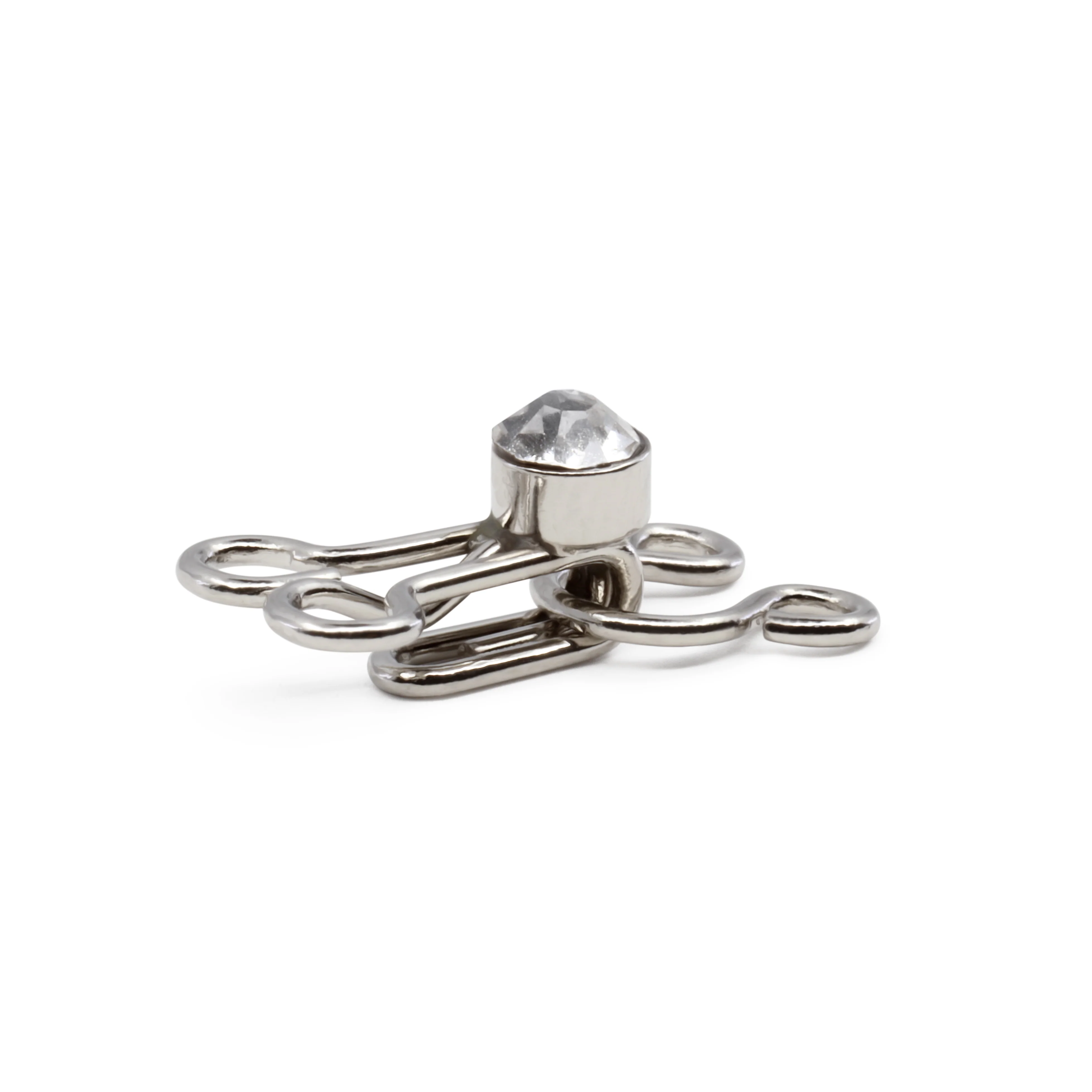 Hooks & Eyes with Rhinestones, 3 Sets, Nickel - Image 2
