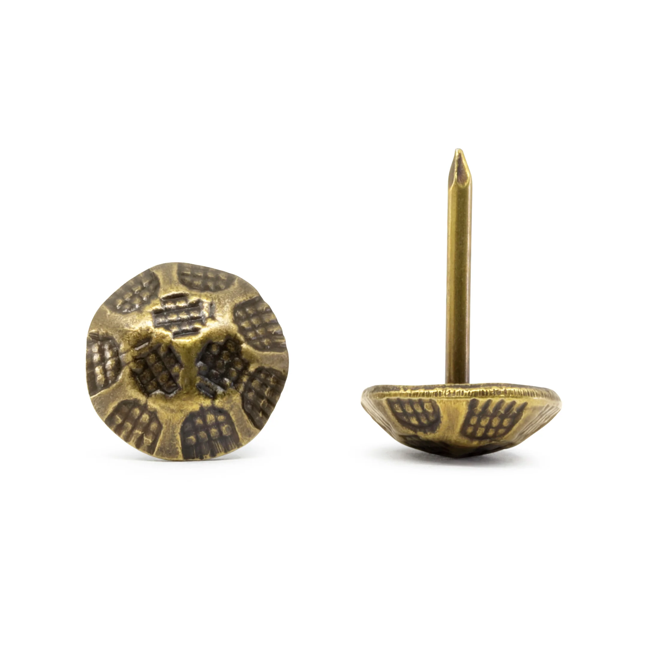 7/16" Textured Decorative Nails, Antique Brass, 300 pc - Image 2