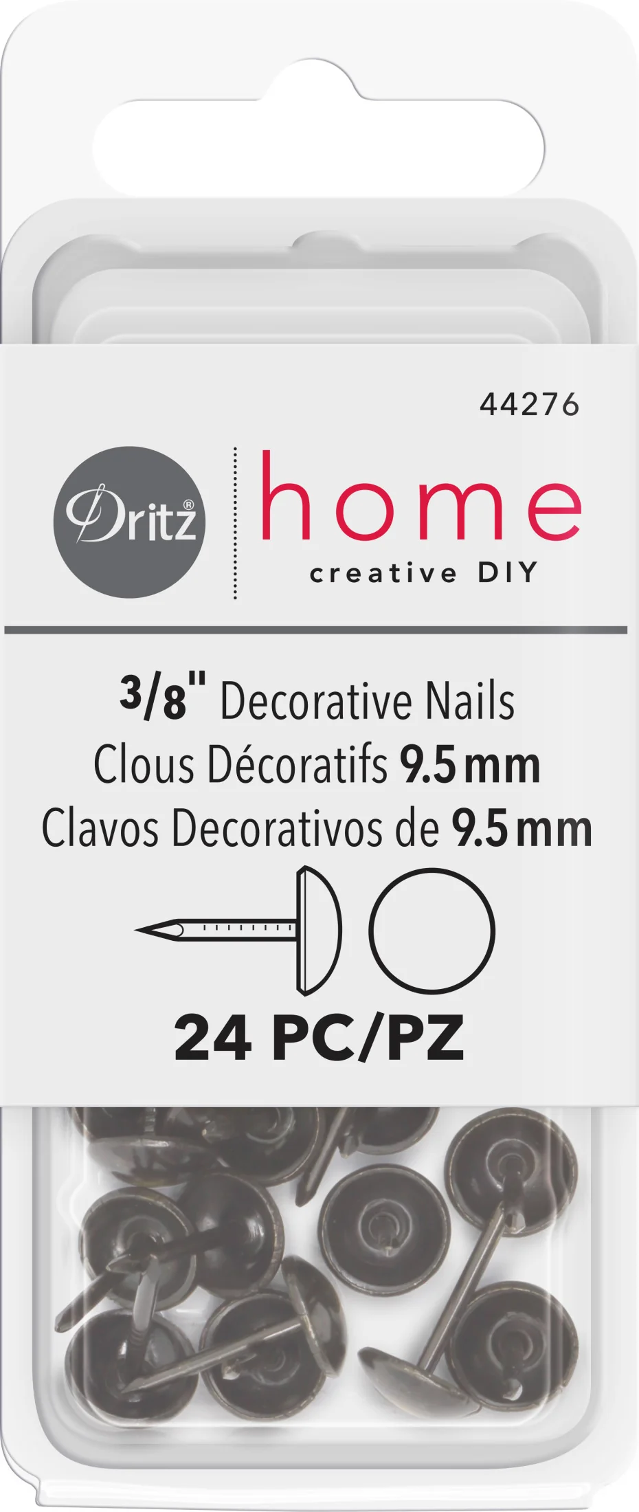 3/8" Decorative Nails, Black & Gold, 24 pc