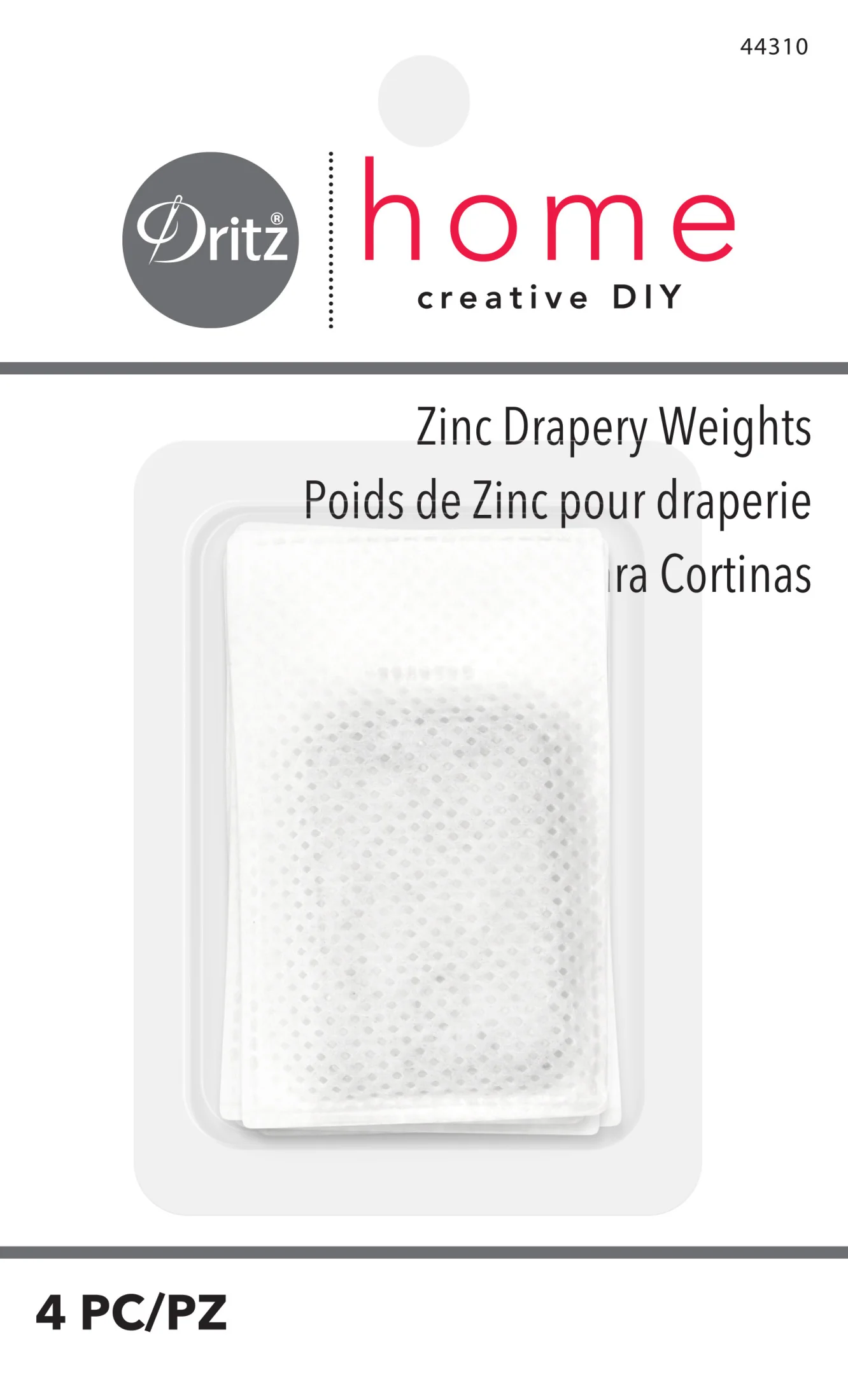 Zinc Drapery Weights, 4 pc