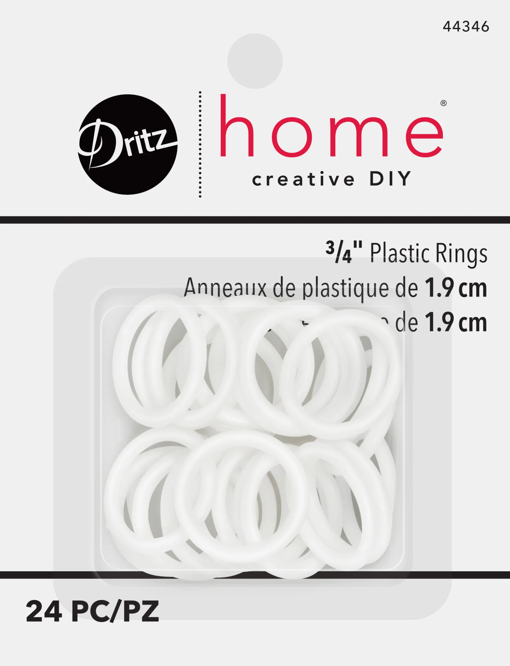 3/4" Plastic Rings, White, 24 pc