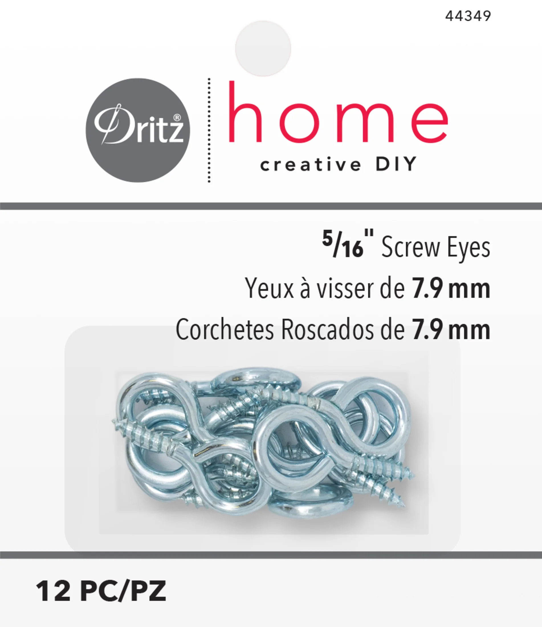 5/16" Screw Eyes, Silver, 12 pc