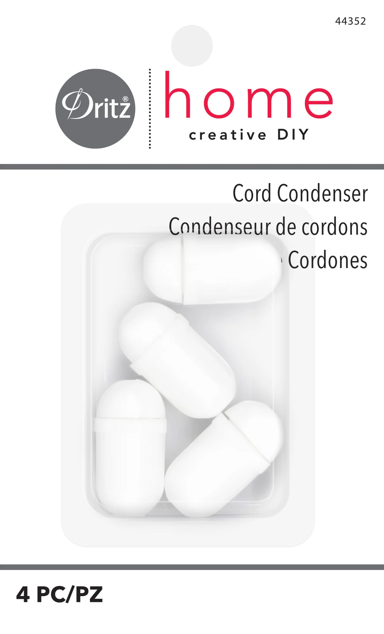Cord Condensers, White, 4 pc