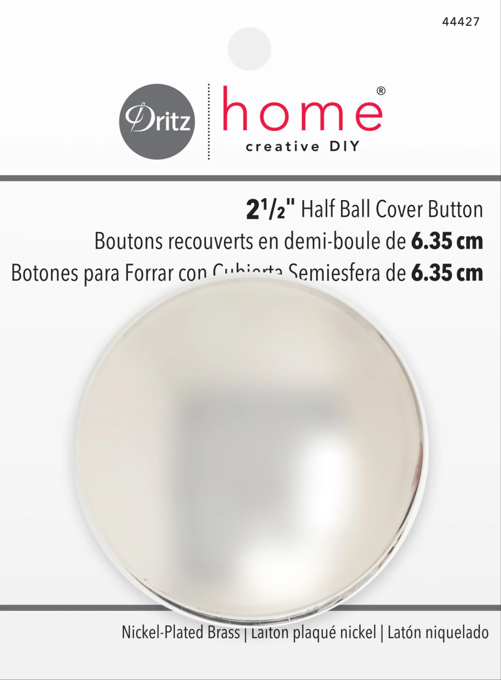 2-1/2" Half Ball Cover Button, Nickel