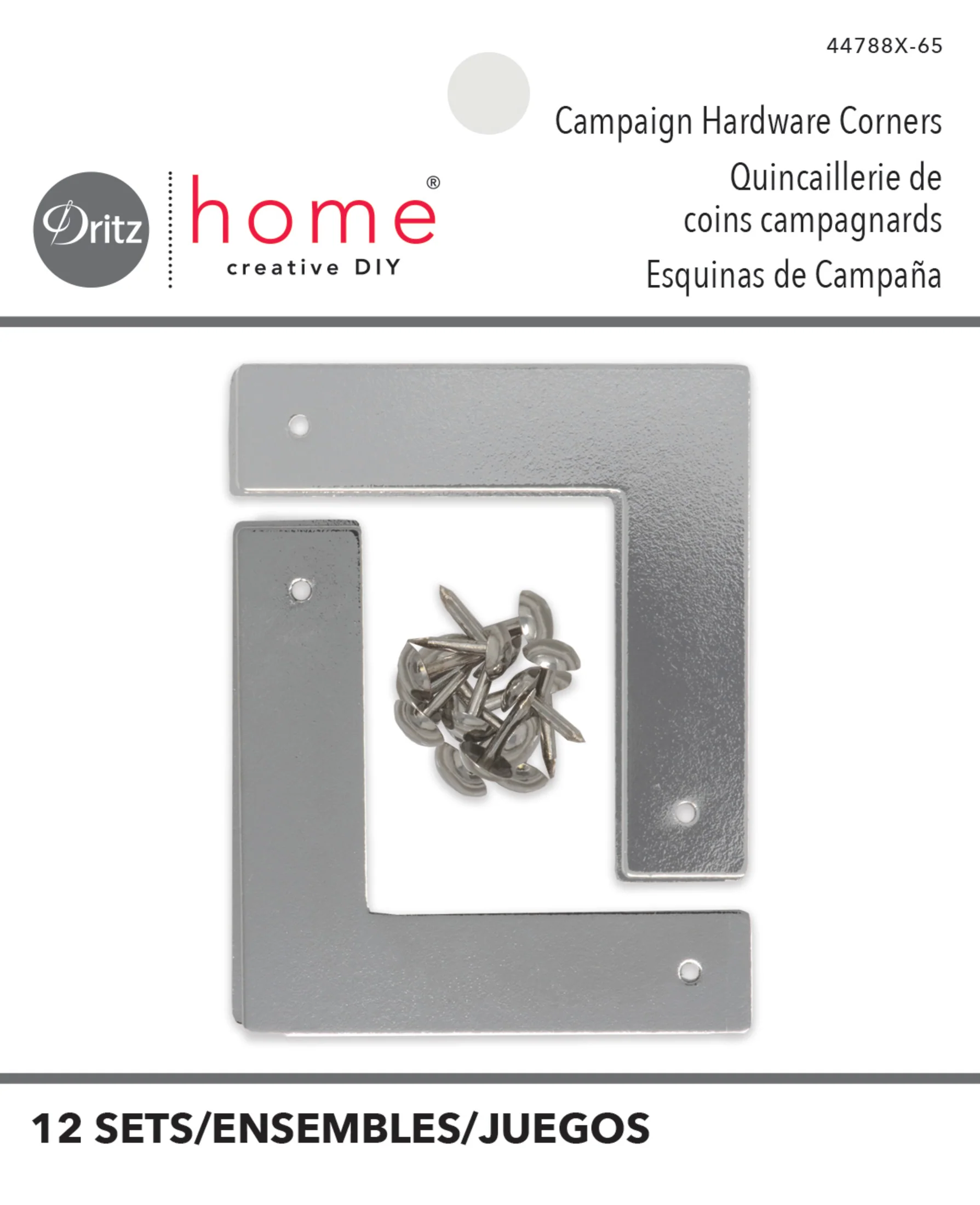 Home Smooth Campaign Hardware Corners, Small, 12 Sets, Nickel
