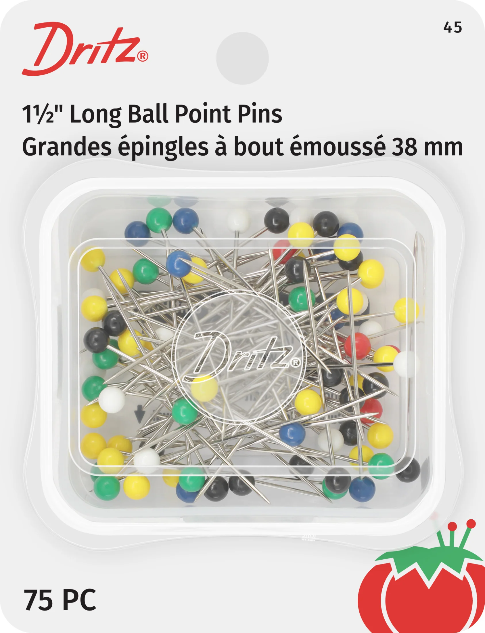 1-1/2" Long Ball Point Pins, Assorted, 75 pc