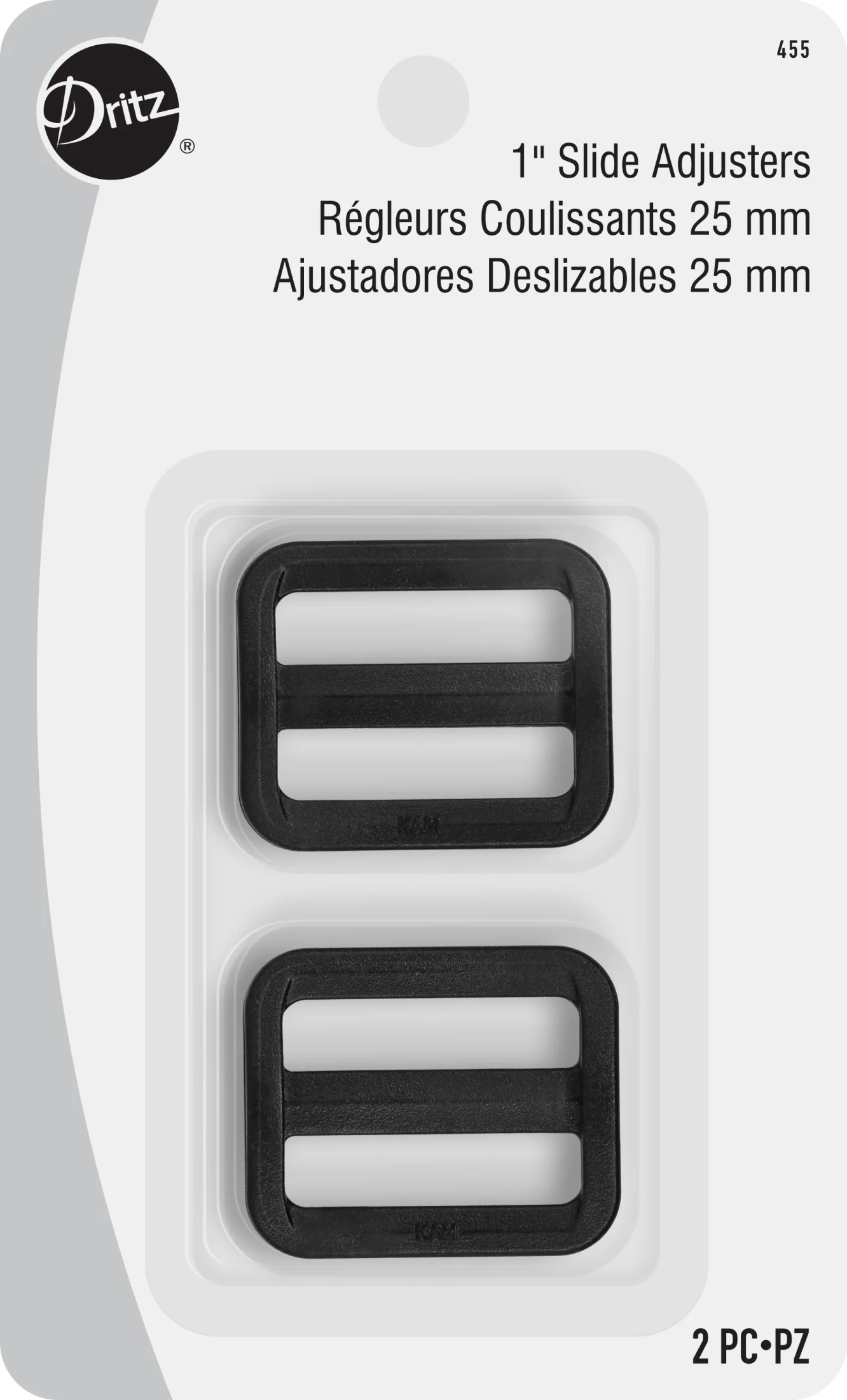 1" Slide Adjusters, Black, 2 pc