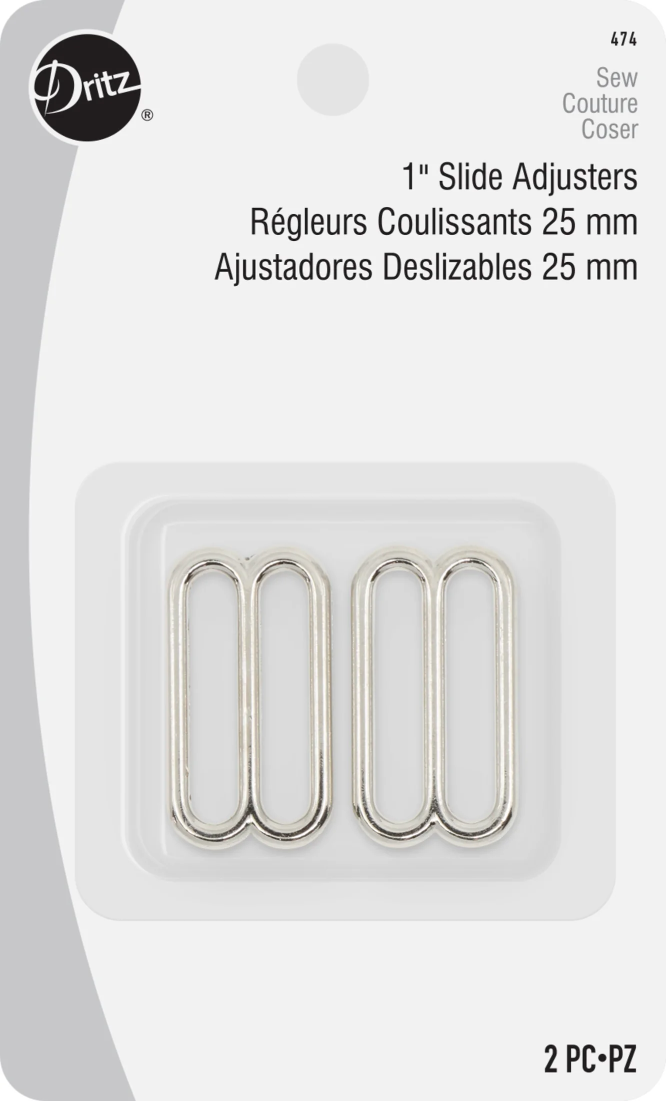 1" Slide Adjusters, Nickel, 2 pc