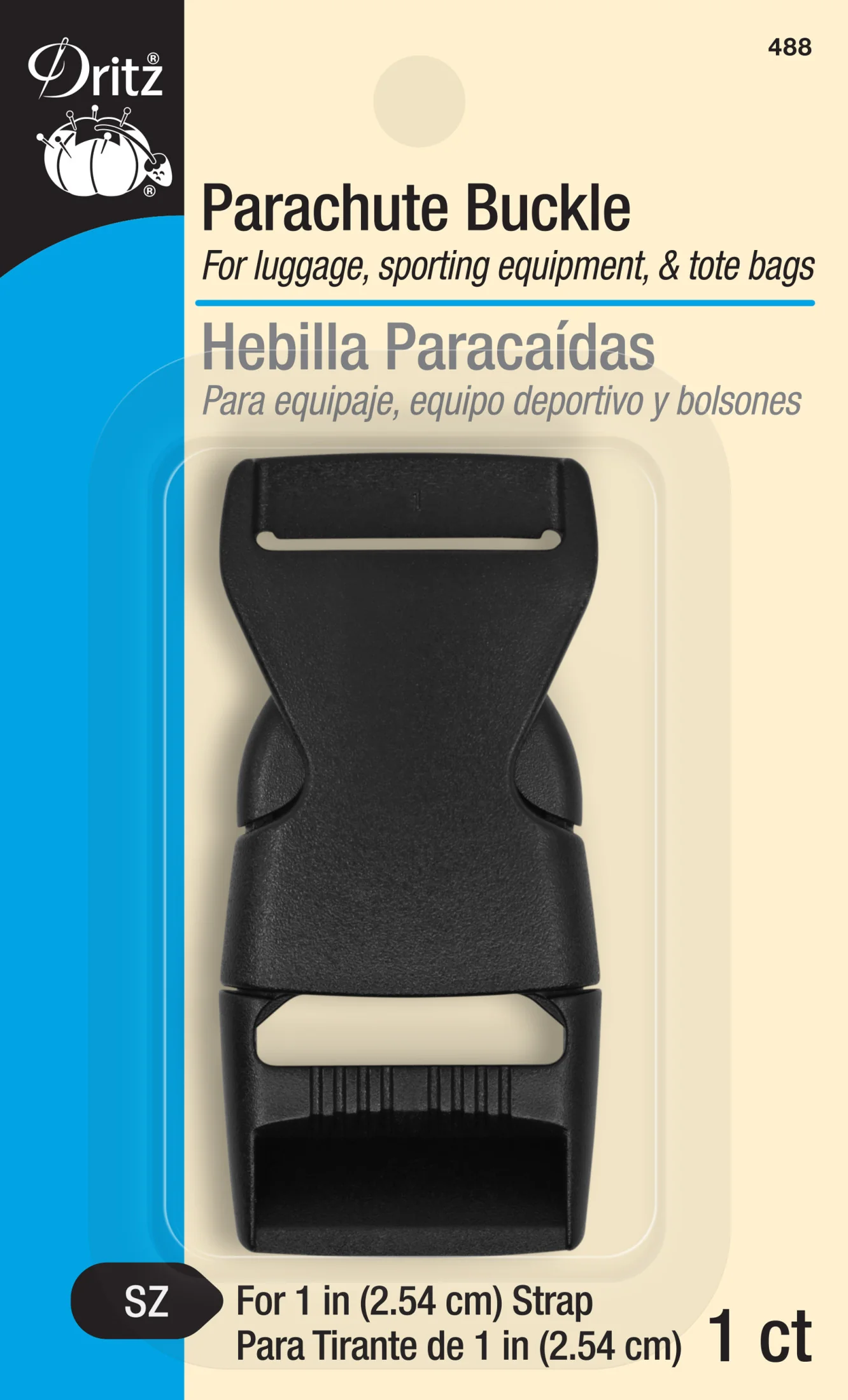 1" Parachute Buckle, Black