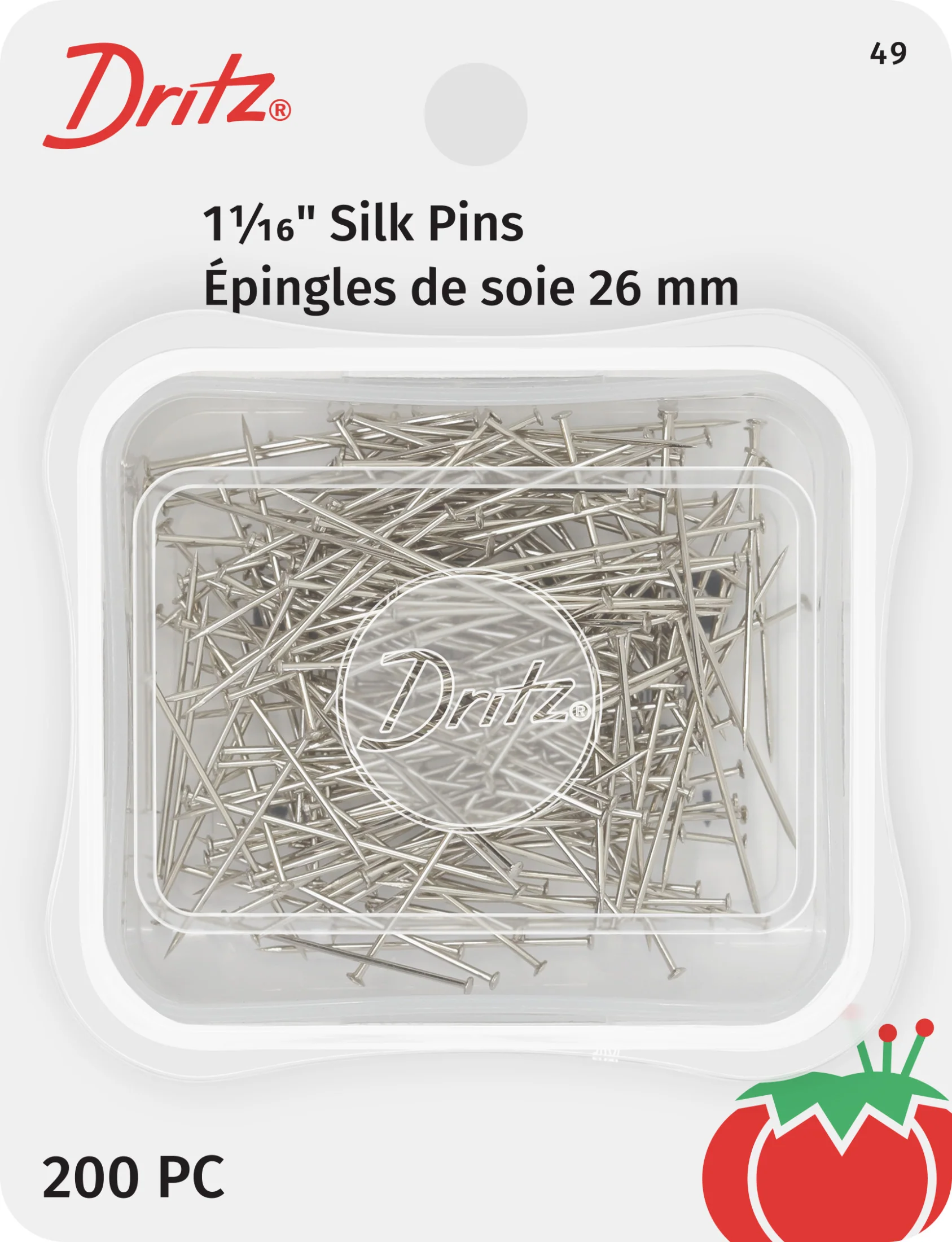 1-1/16" Silk Pins, Nickel, 200 pc