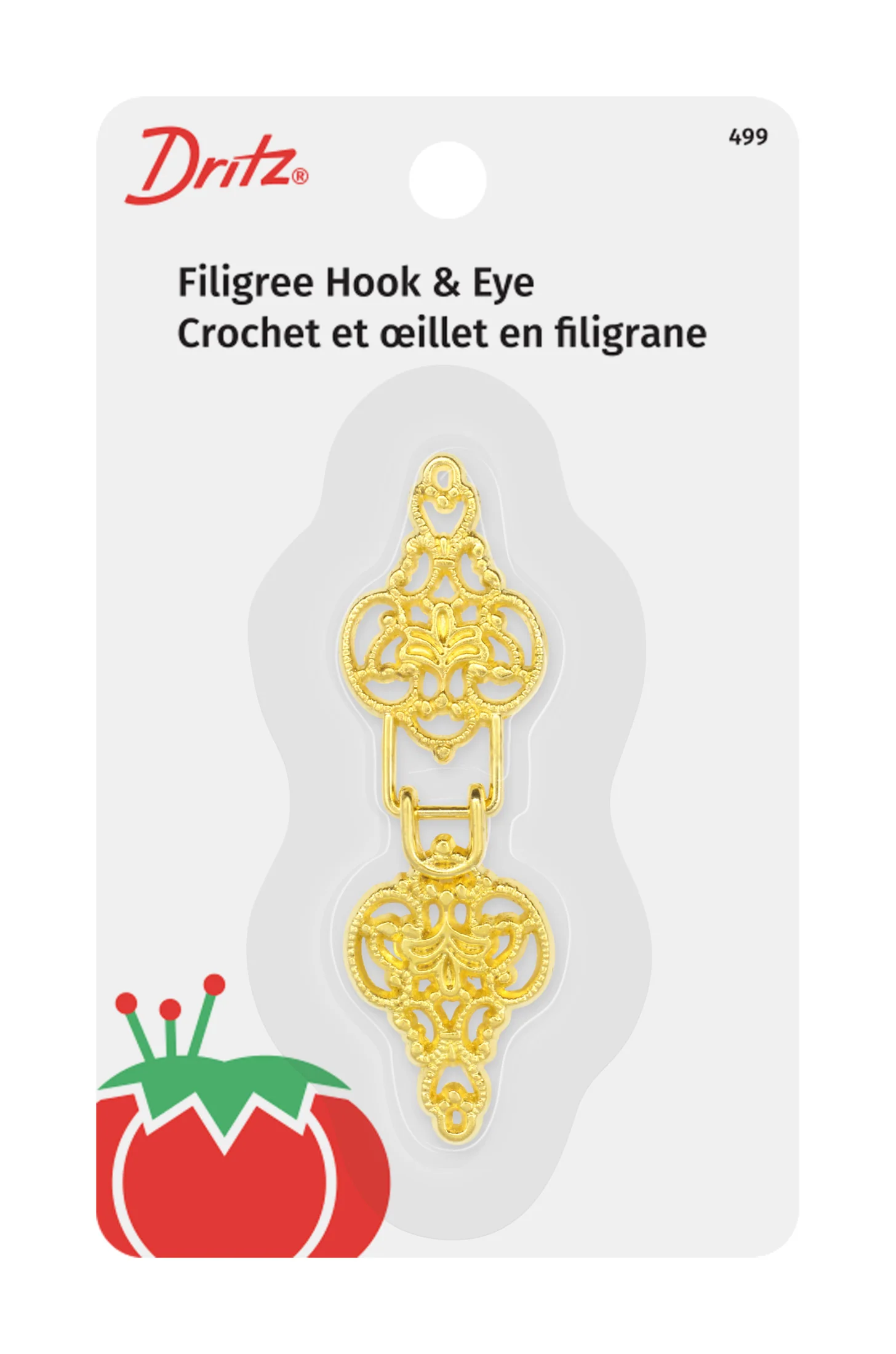 Filigree Hook & Eye, 1 pc, Gold