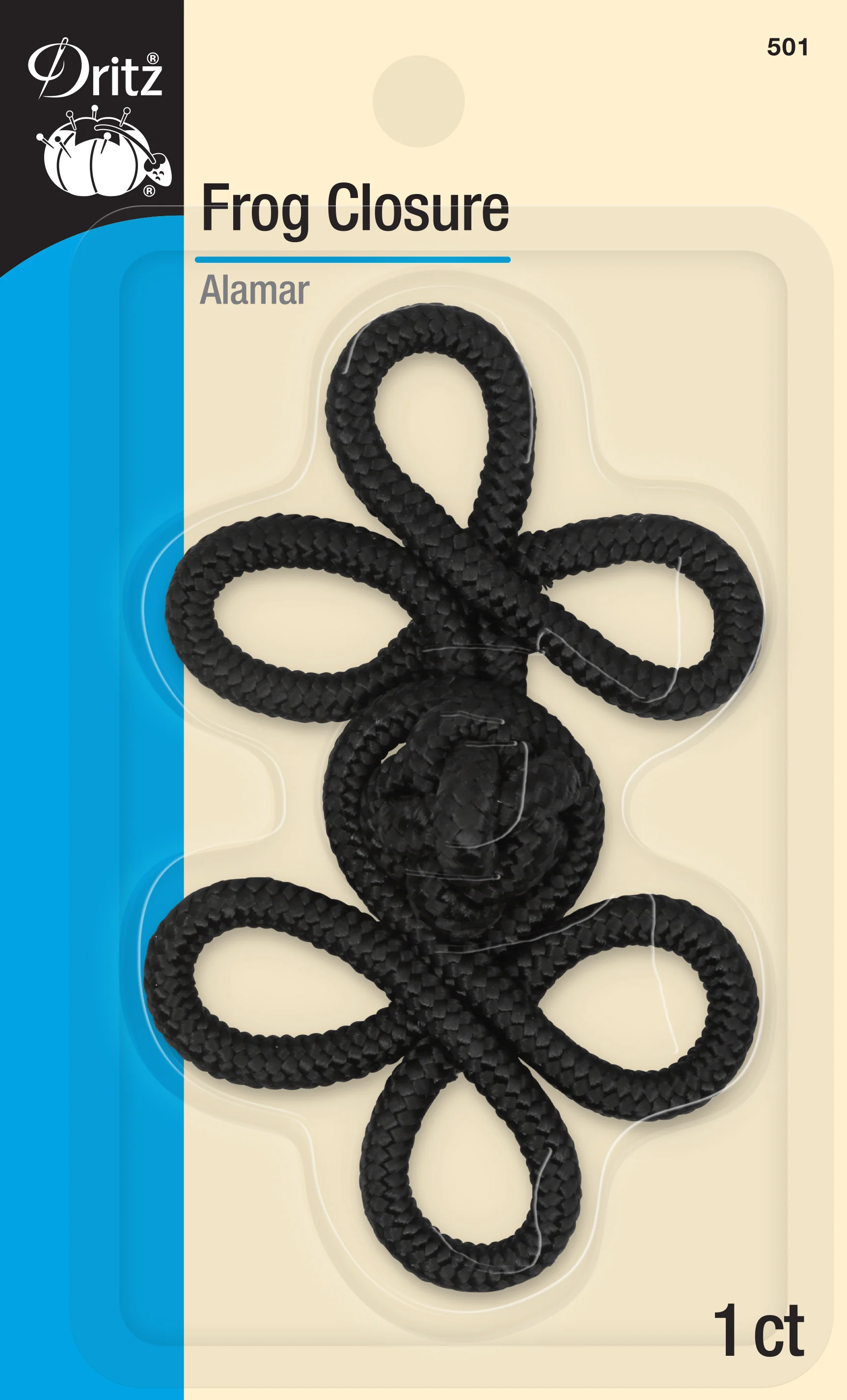 4" Frog Closure Set, Black