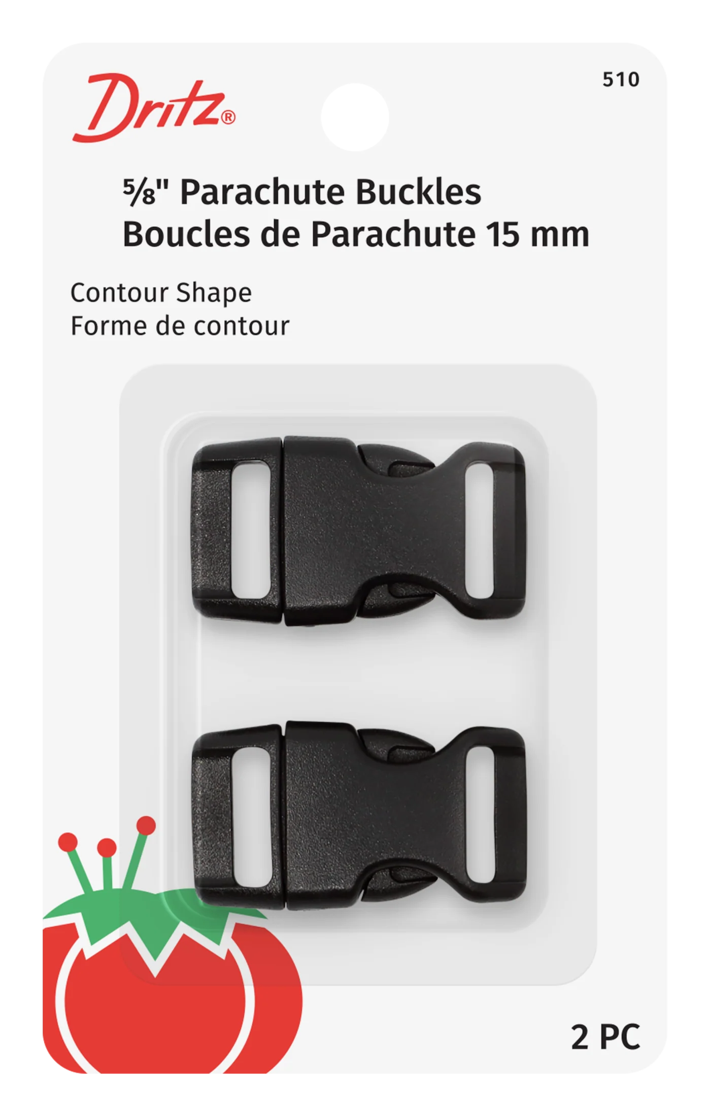 5/8" Parachute Buckles, Black, 2 pc