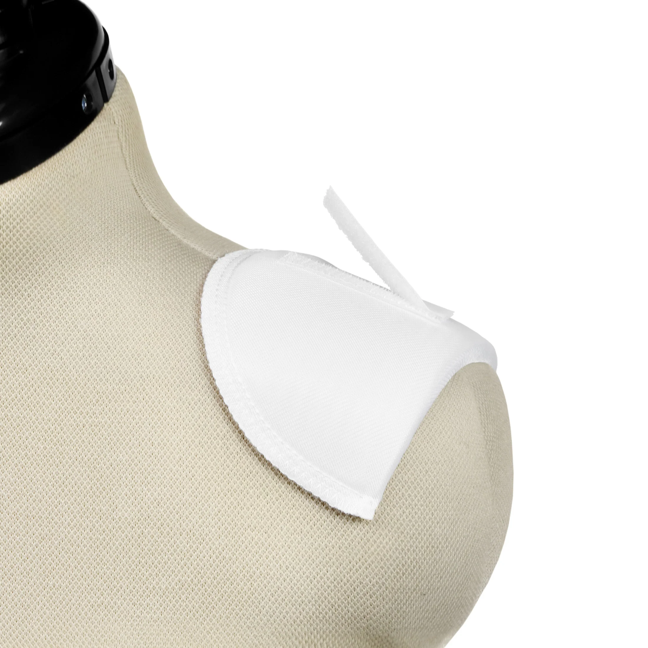 3/8" Covered Set-in Shoulder Pads with Fastener Tape, White - Image 3