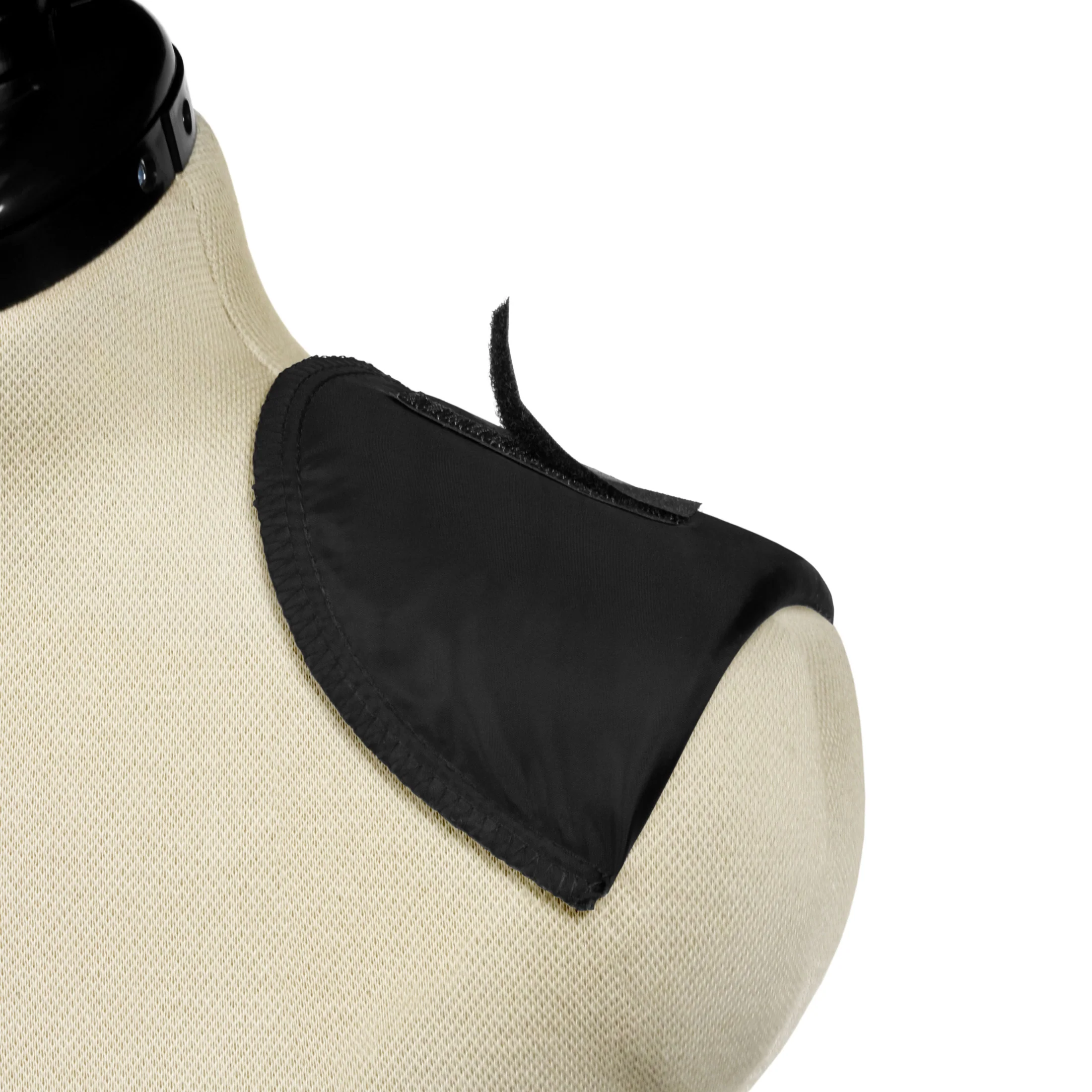 1/2" Covered Set-In Shoulder Pads with Fastener Tape, Black - Image 3