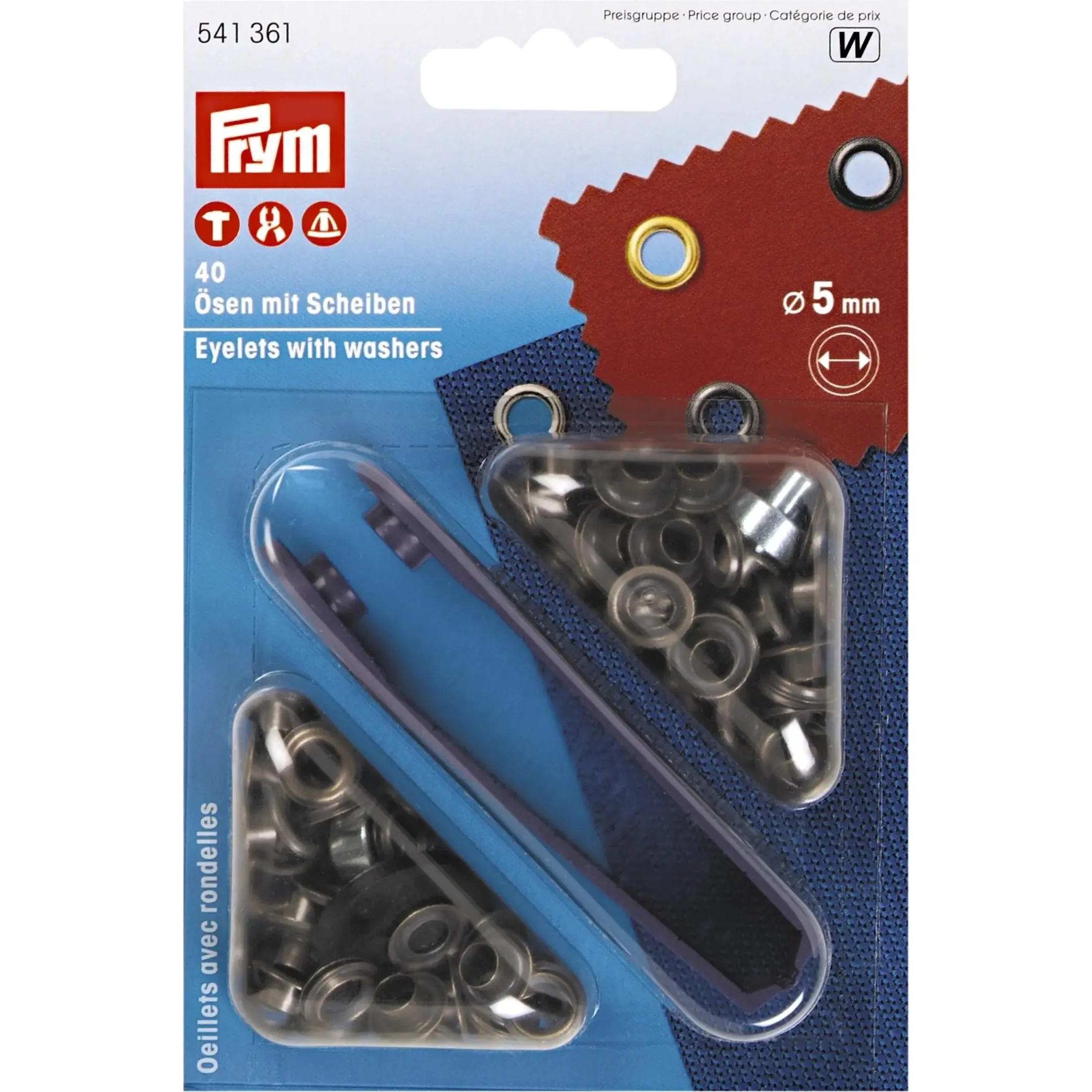 Eyelets with washers 5 mm antique brass with tools 40pc