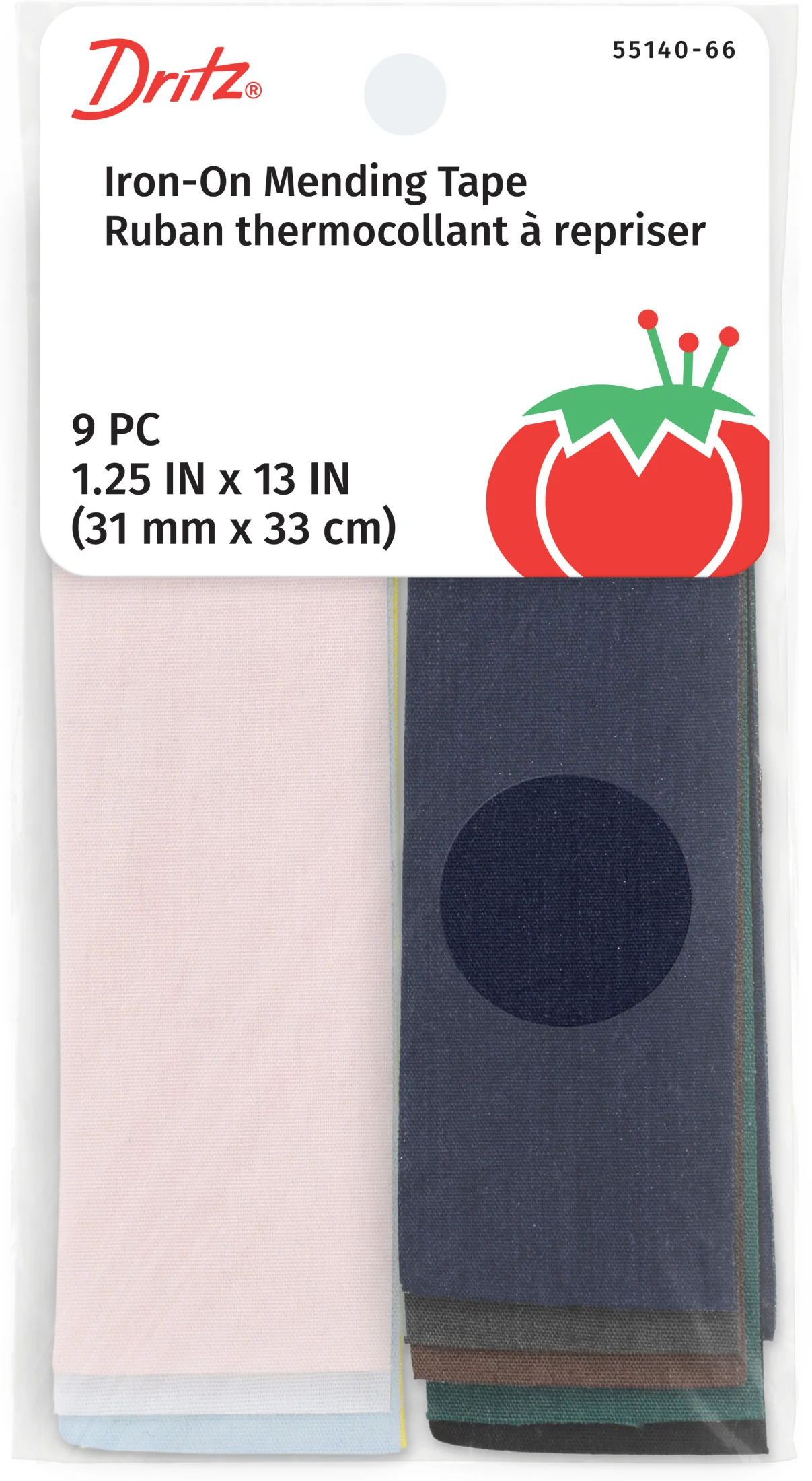 Iron-On Mending Tapes, 1-1/4" x 13", Assorted, 9 pc