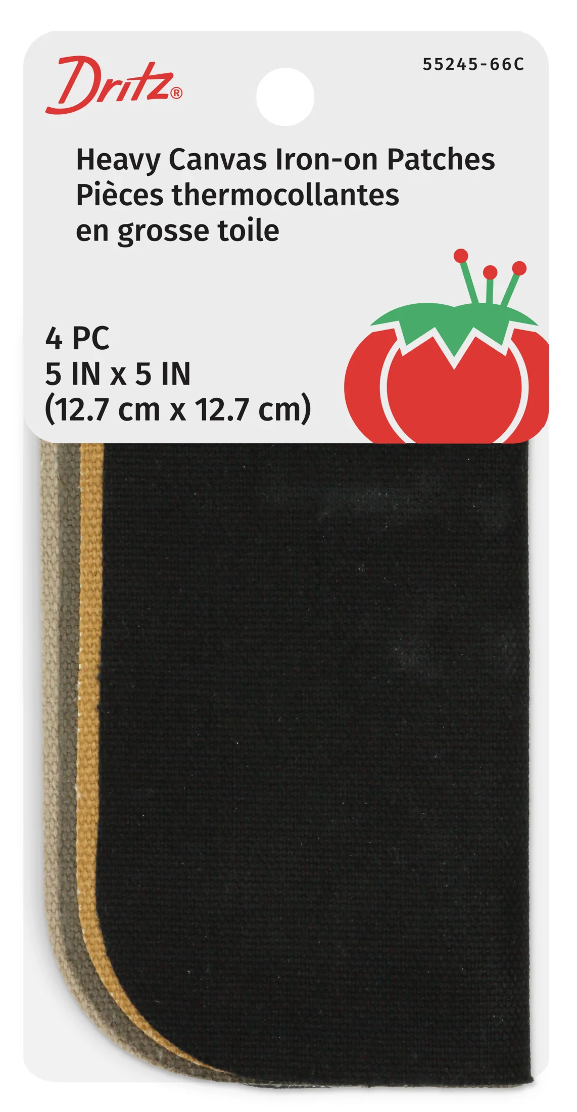 Heavy Canvas Iron-On Patches, 5" x 5", Assorted, 4 pc